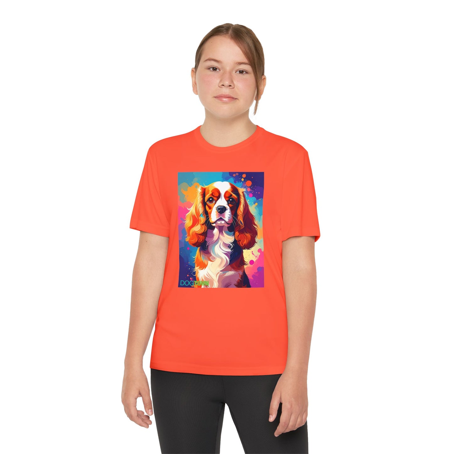 Pup Art Canvas - Kid's Sport Short Sleeve Tee (Cavalier King Charles Spaniel)