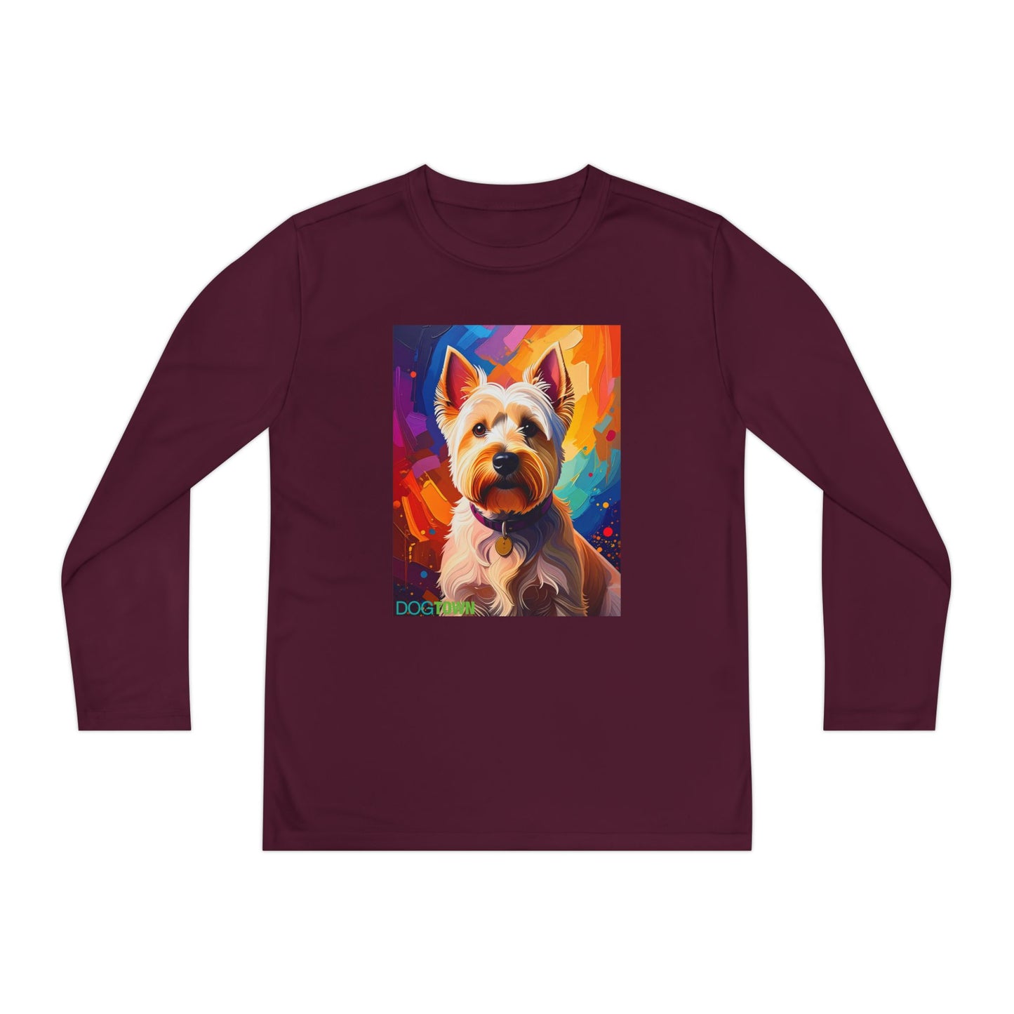 Pup Art Canvas - Kid's Sport Long Sleeve Tee (West Highland White Terrier)