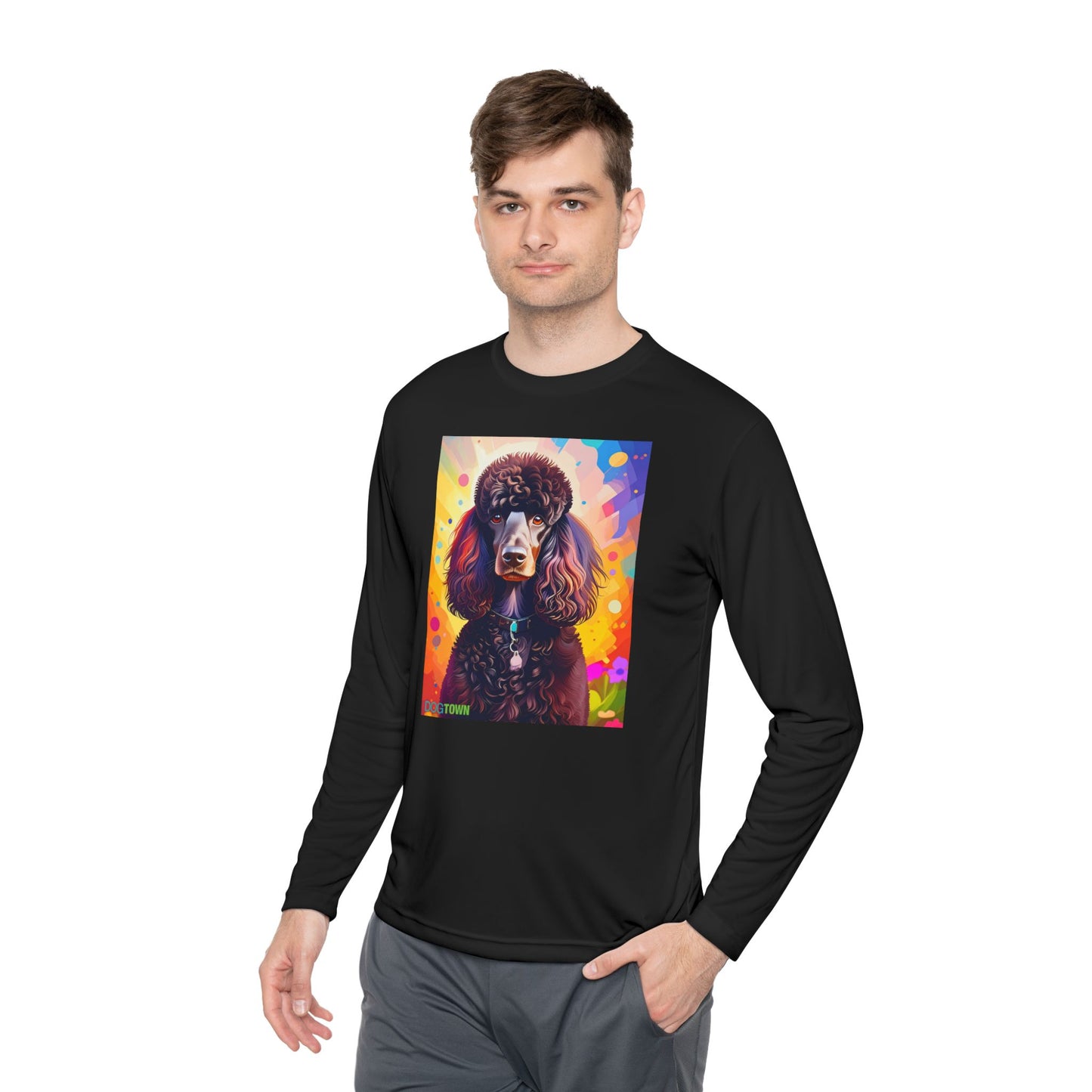 Pup Art Canvas Sport Long Sleeve Tee (Poodle Standard)