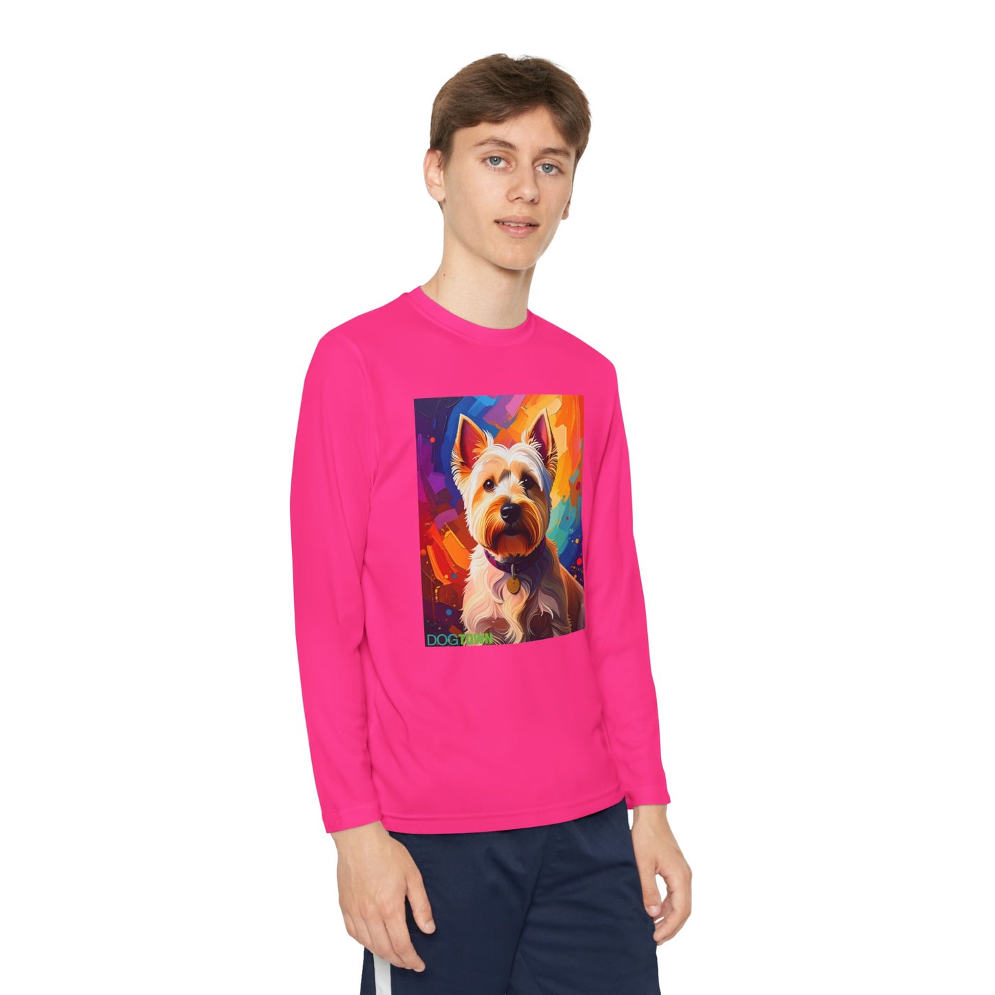 Pup Art Canvas - Kid's Sport Long Sleeve Tee (West Highland White Terrier)