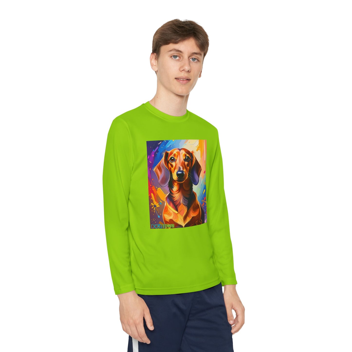 Pup Art Canvas - Kid's Sport Long Sleeve Tee (Dachshund)