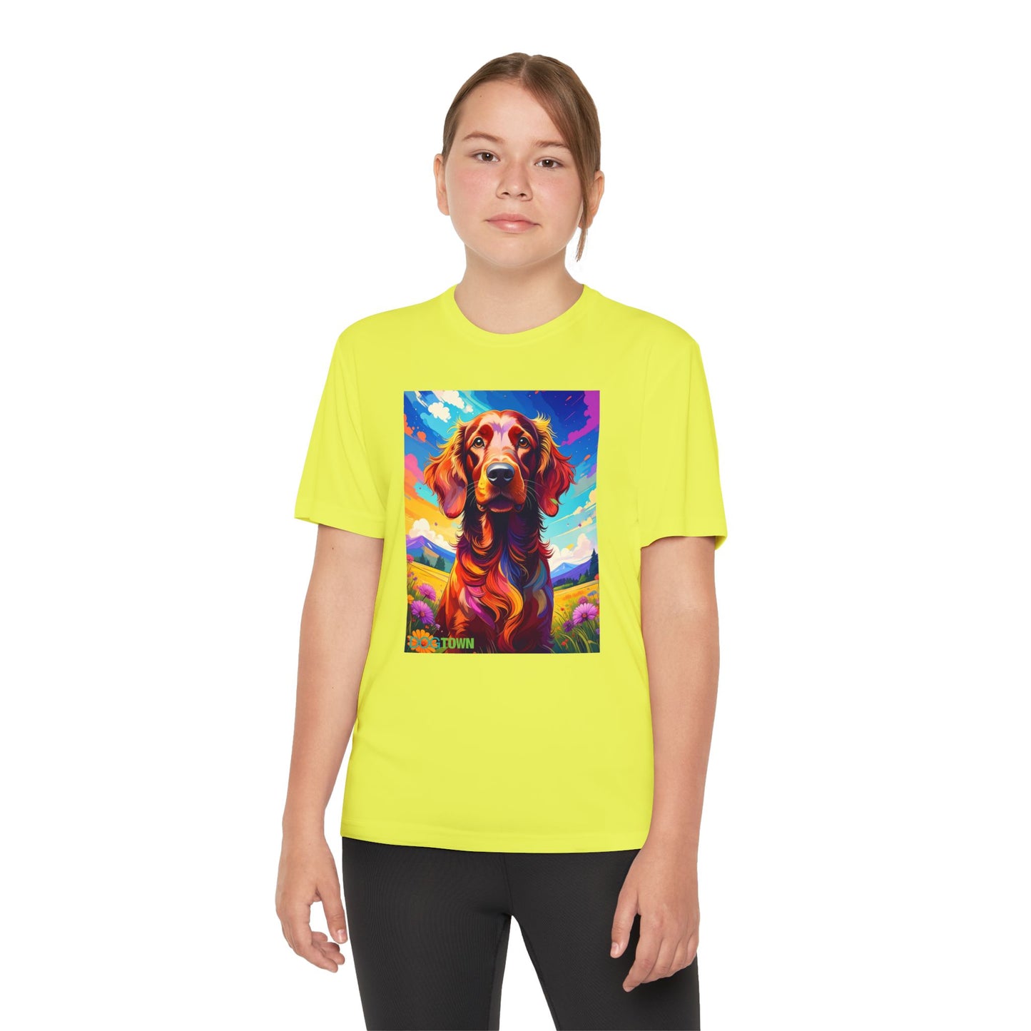 Pup Art Canvas - Kid's Sport Short Sleeve Tee (Irish Setter)