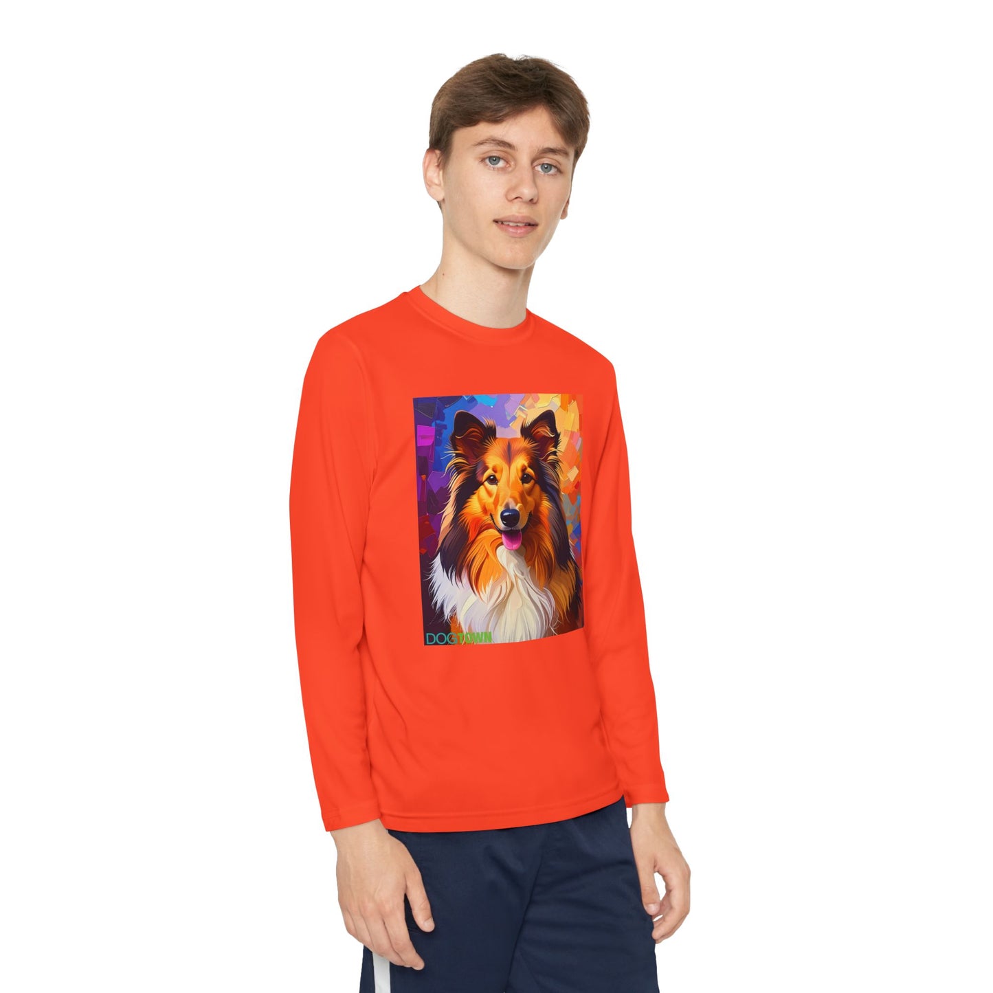 Pup Art Canvas - Kid's Sport Long Sleeve Tee (Sheltie - Shetland Sheepdog)
