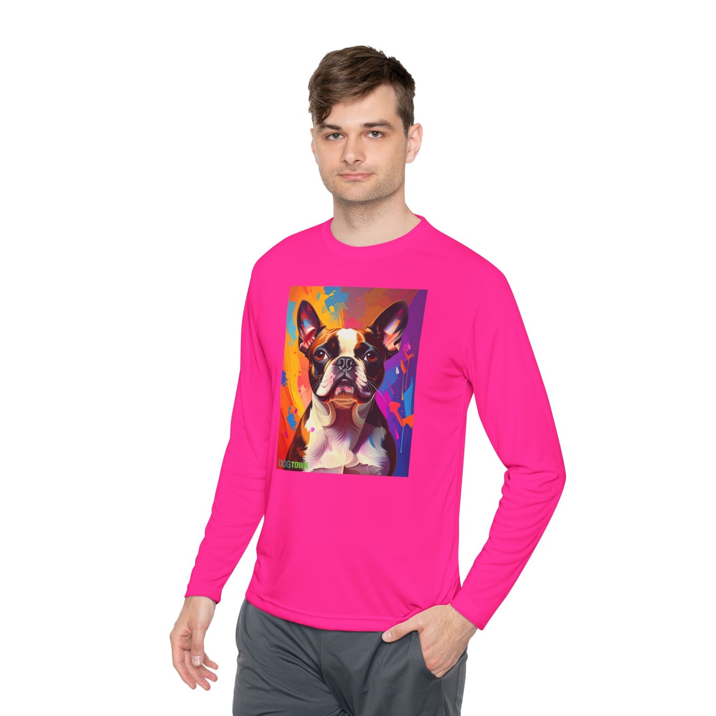 Pup Art Canvas Sport Long Sleeve Tee (Boston Terrier)