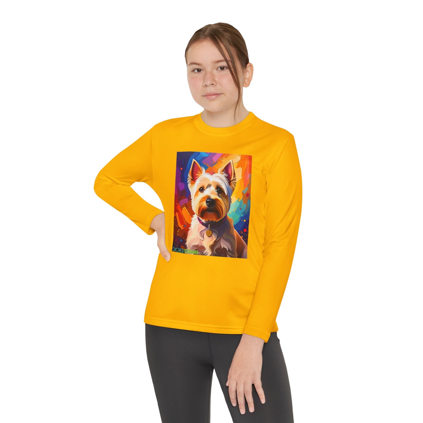 Pup Art Canvas - Kid's Sport Long Sleeve Tee (West Highland White Terrier)