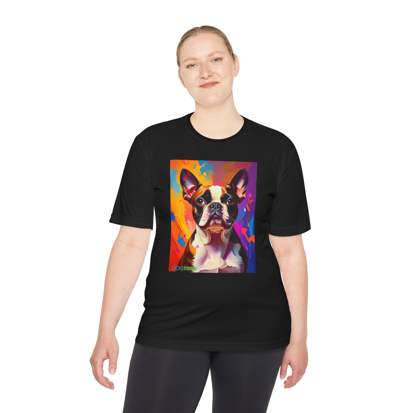 Pup Art Canvas Unisex Moisture Wicking Tee (Boston Terrier)
