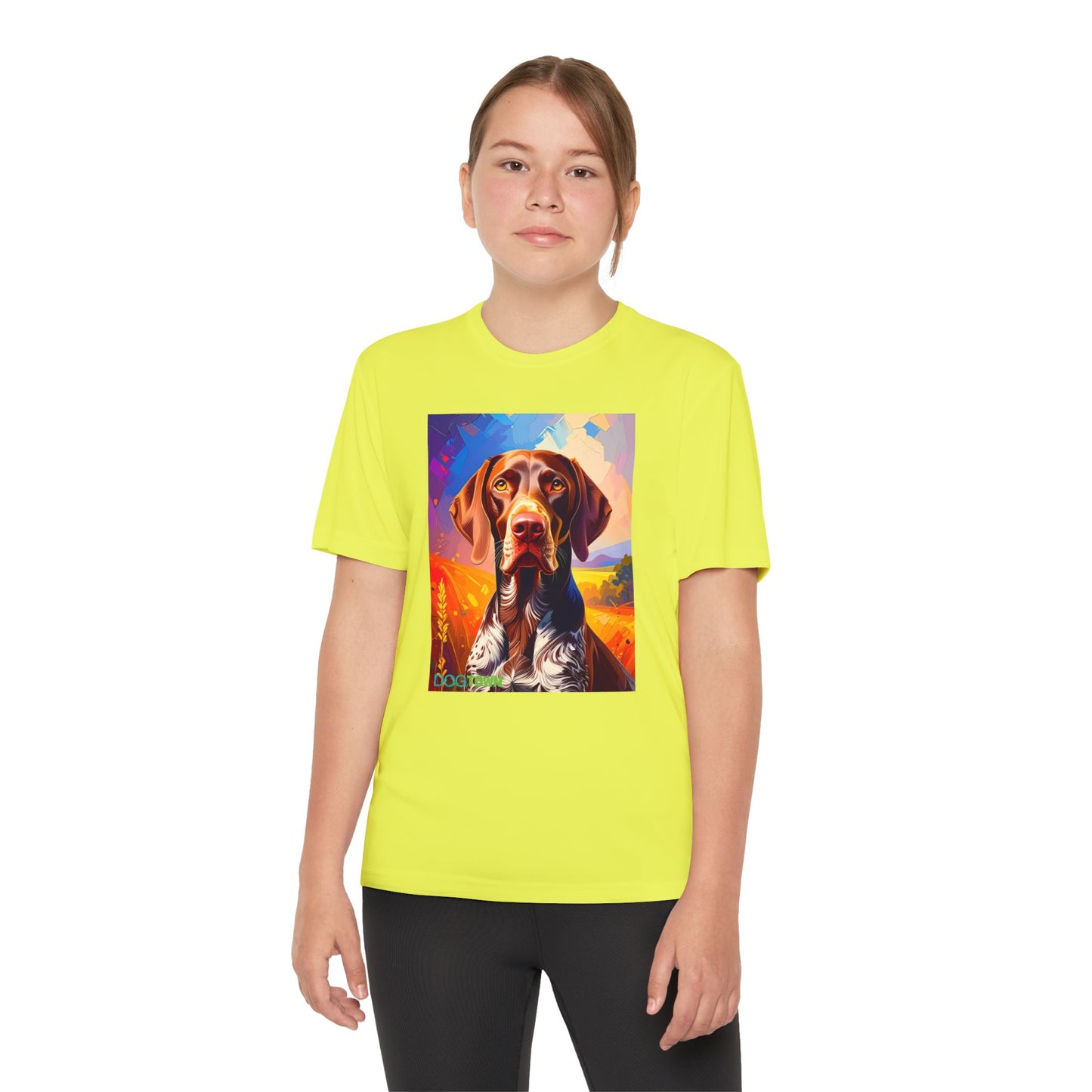 Pup Art Canvas - Kid's Sport Short Sleeve Tee (German Shorthaired Pointer)