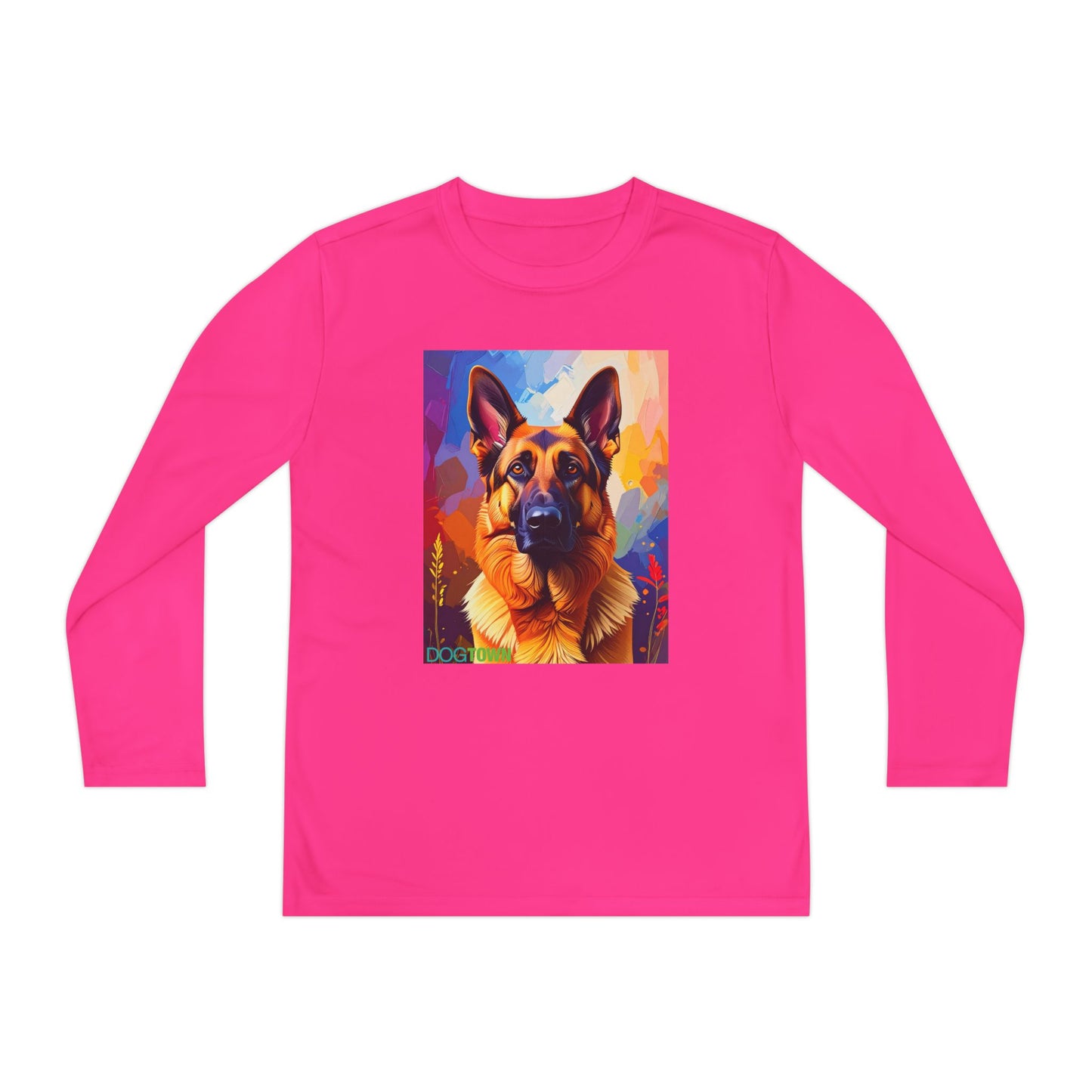 Pup Art Canvas - Kid's Sport Long Sleeve Tee (German Shepherd)