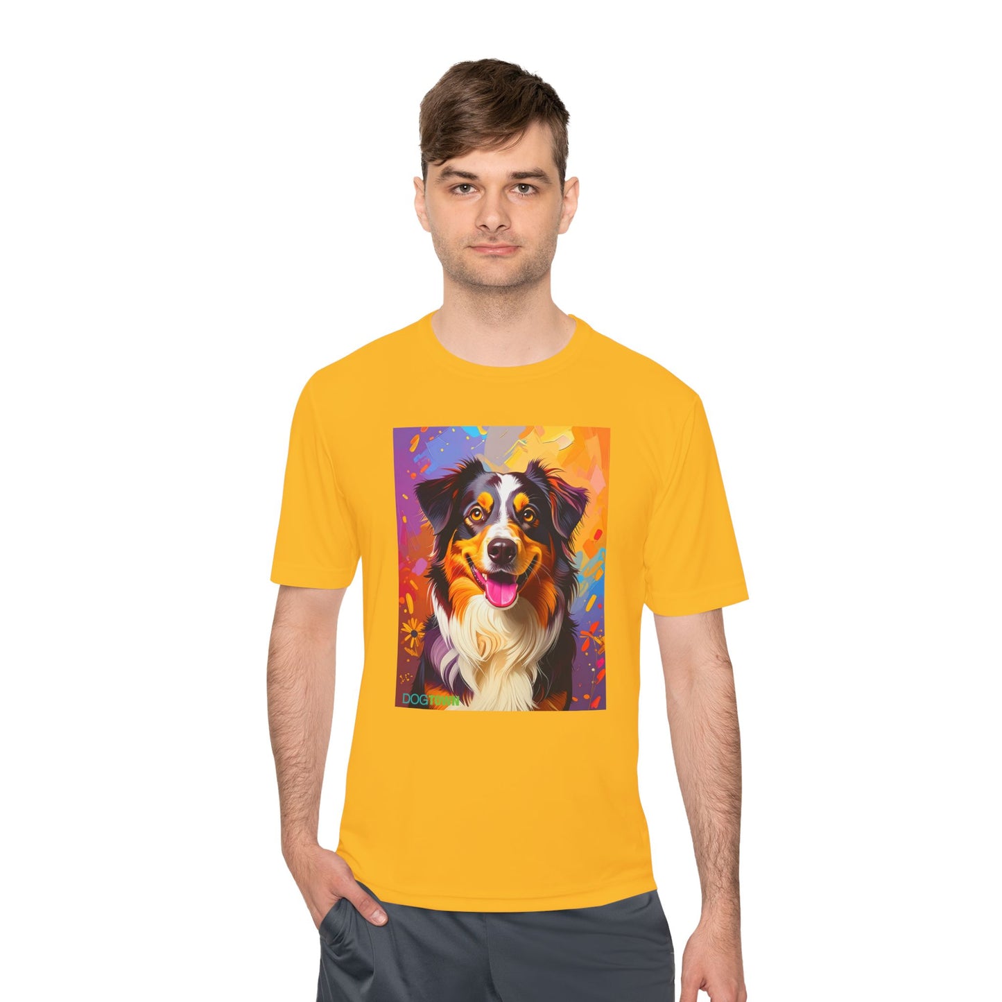 Pup Art Canvas Unisex Moisture Wicking Tee (Australian Shepherd)