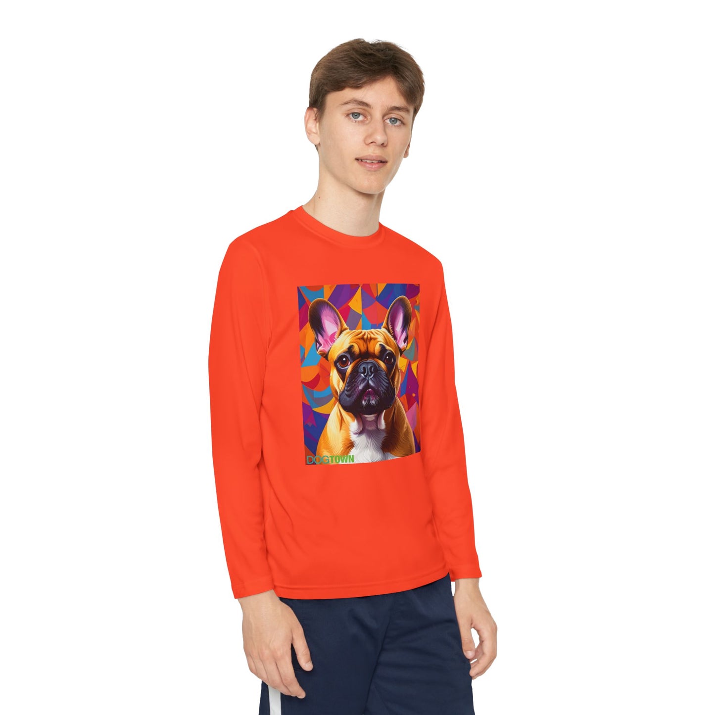 Pup Art Canvas - Kid's Sport Long Sleeve Tee (French Bulldog)