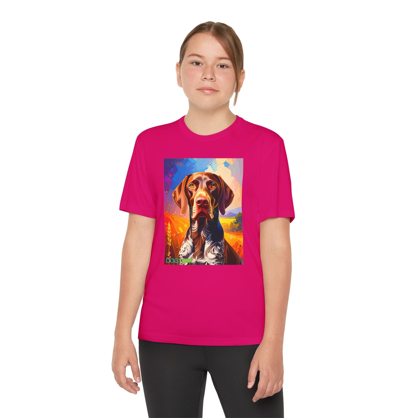 Pup Art Canvas - Kid's Sport Short Sleeve Tee (German Shorthaired Pointer)
