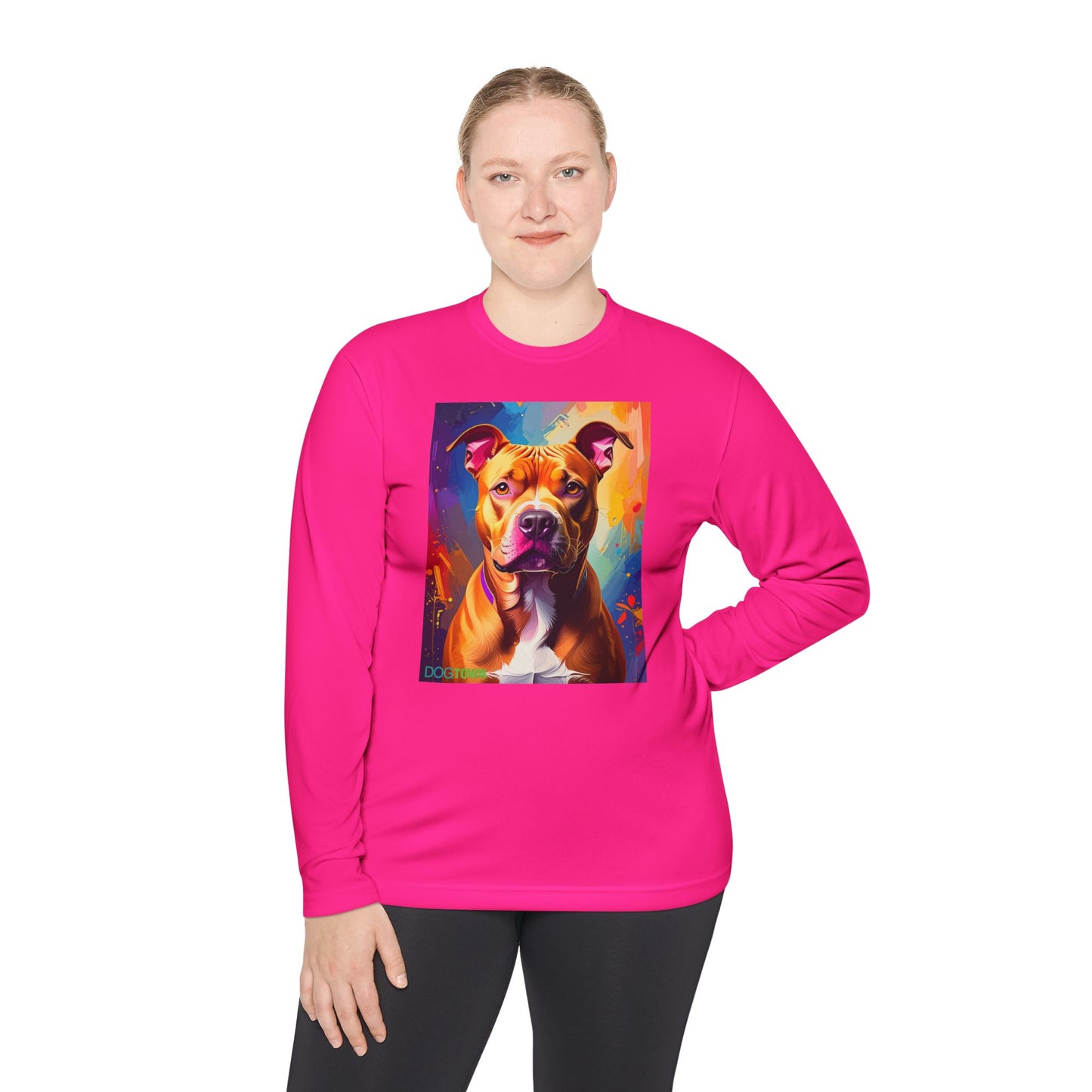Pup Art Canvas Sport Long Sleeve Tee (Pit Bull)