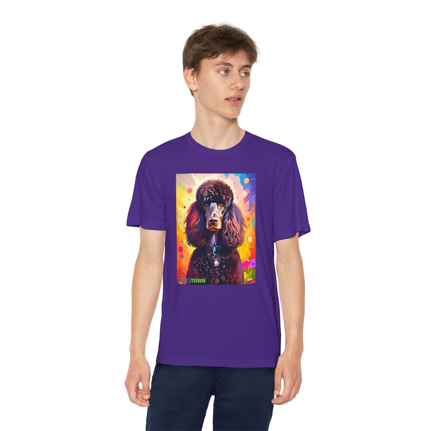 Pup Art Canvas - Kid's Sport Short Sleeve Tee (Standard Poodle)