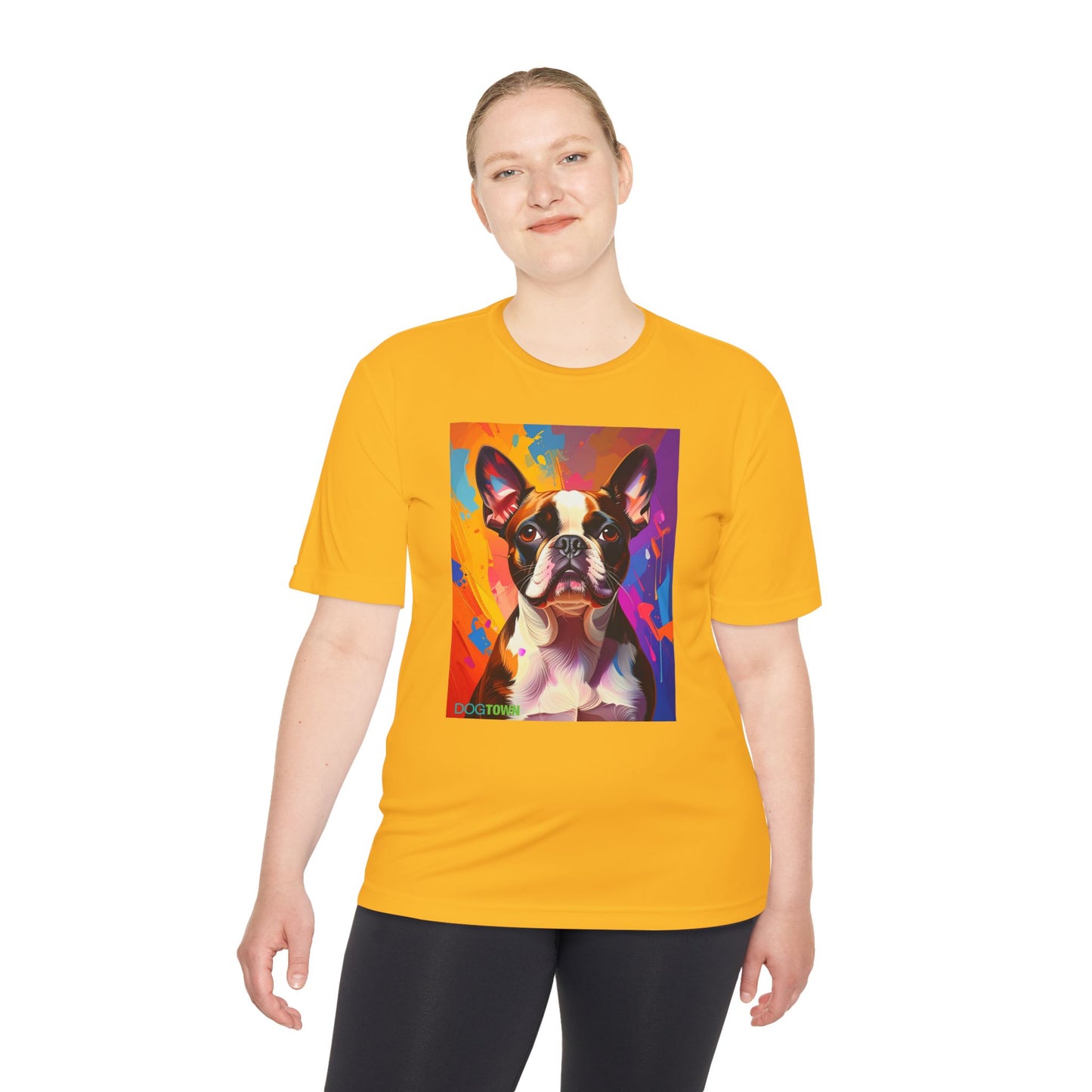 Pup Art Canvas Unisex Moisture Wicking Tee (Boston Terrier)