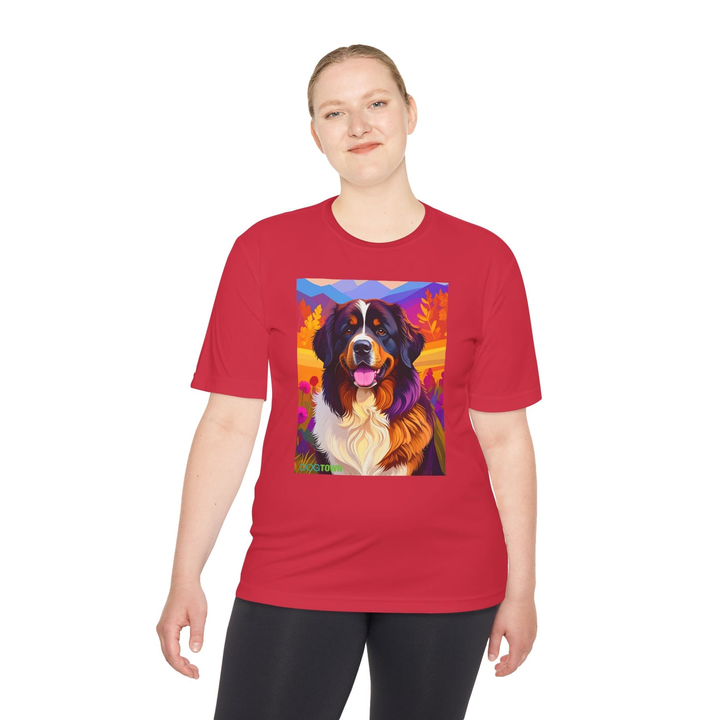 Pup Art Canvas Unisex Moisture Wicking Tee (Bernese Mountain Dog)