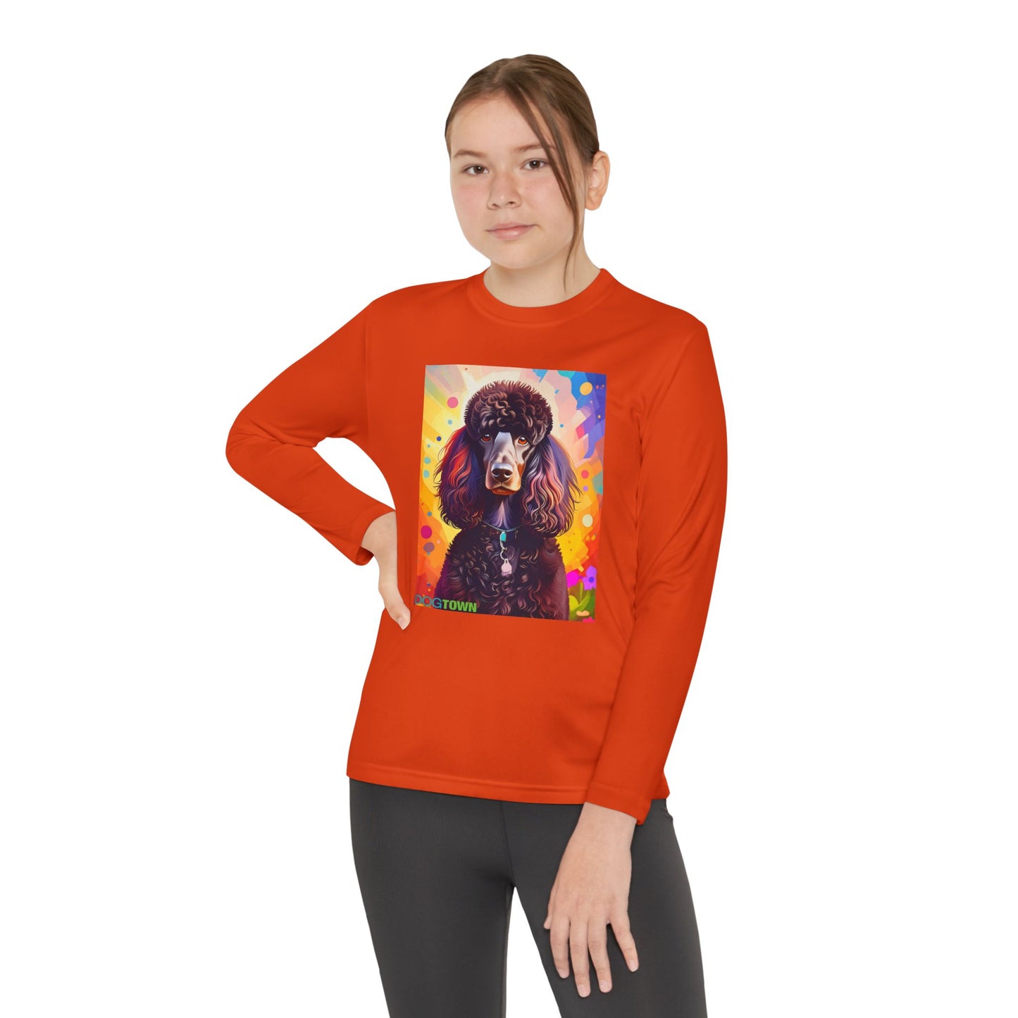 Pup Art Canvas - Kid's Sport Long Sleeve Tee (Standard Poodle)
