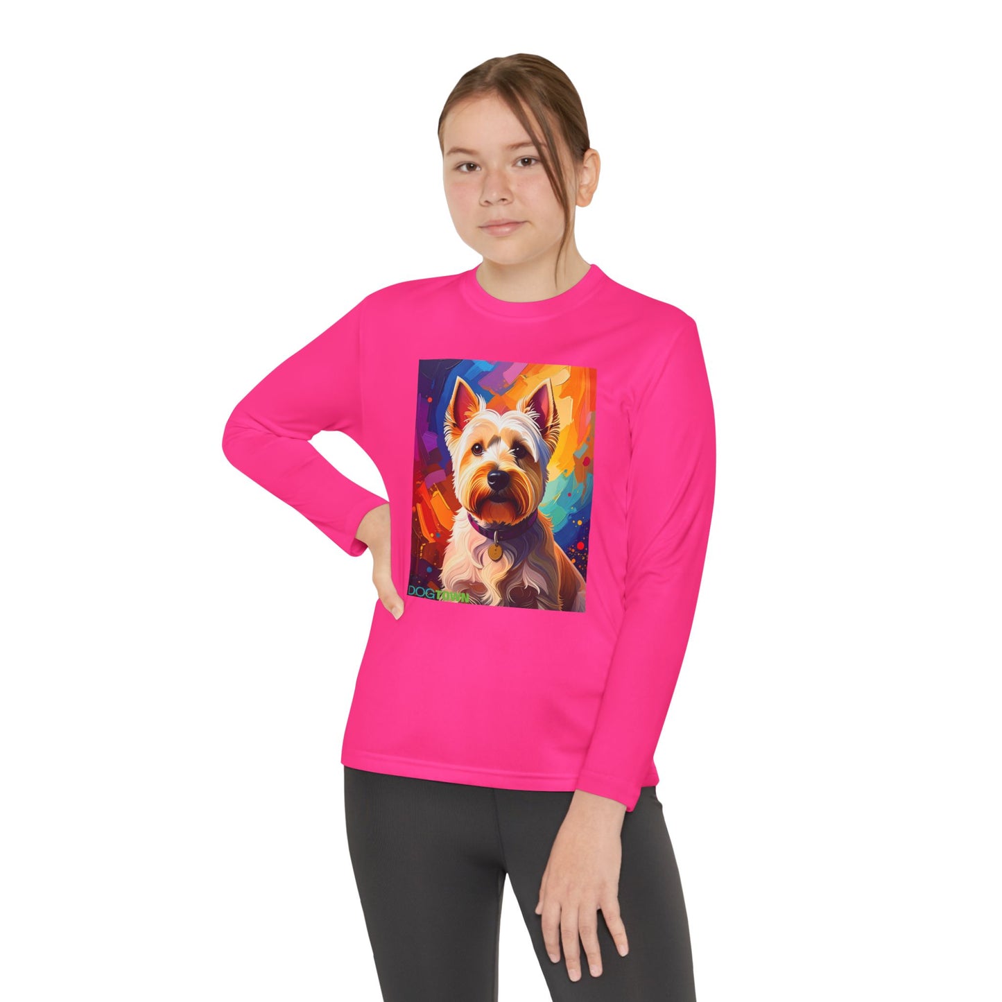 Pup Art Canvas - Kid's Sport Long Sleeve Tee (West Highland White Terrier)