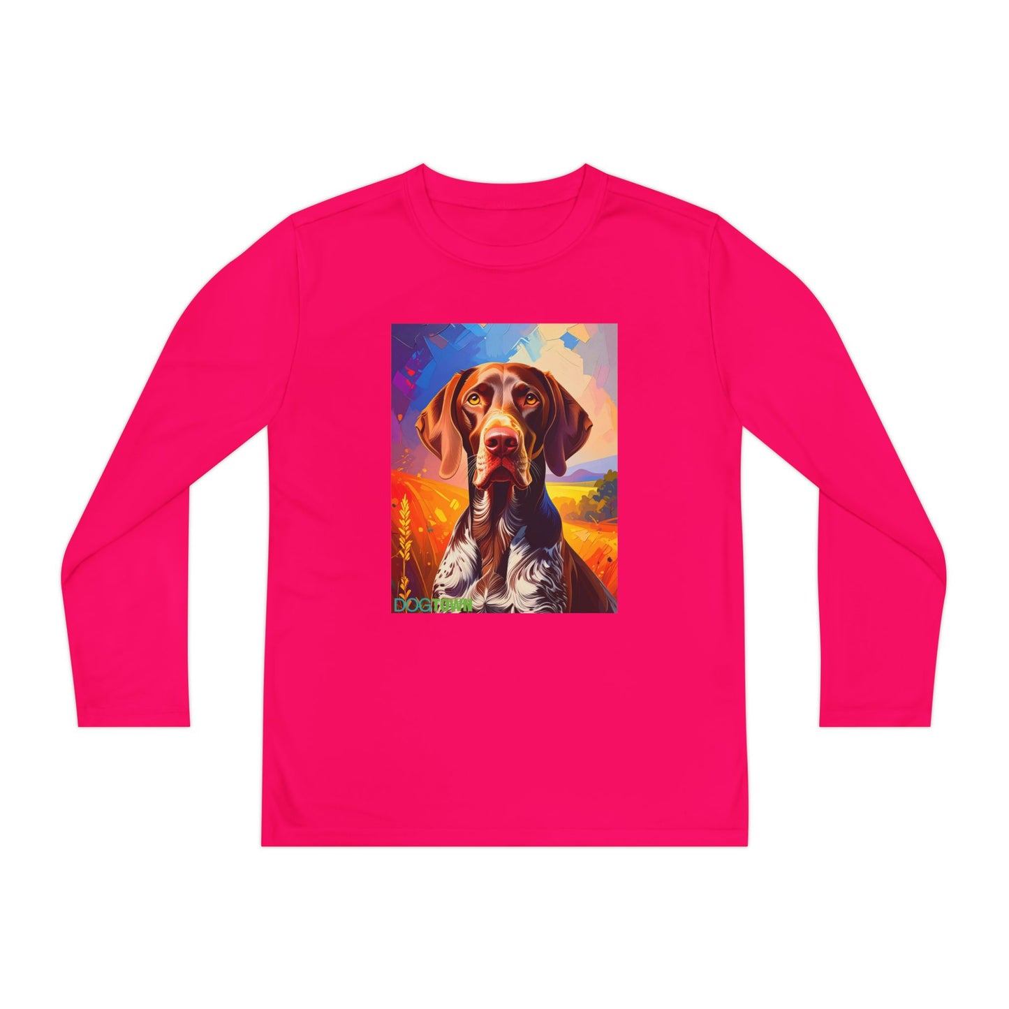 Pup Art Canvas - Kid's Sport Long Sleeve Tee (German Shorthaired Pointer)