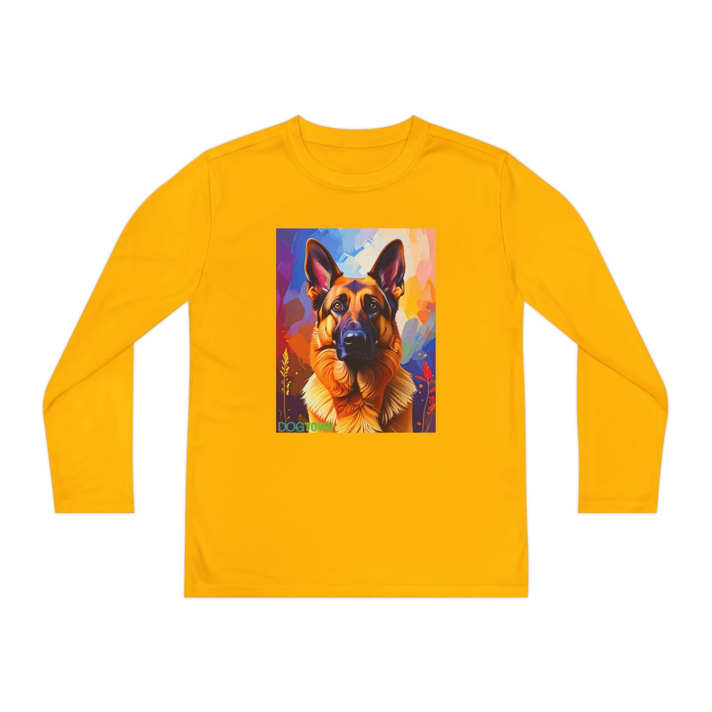 Pup Art Canvas - Kid's Sport Long Sleeve Tee (German Shepherd)