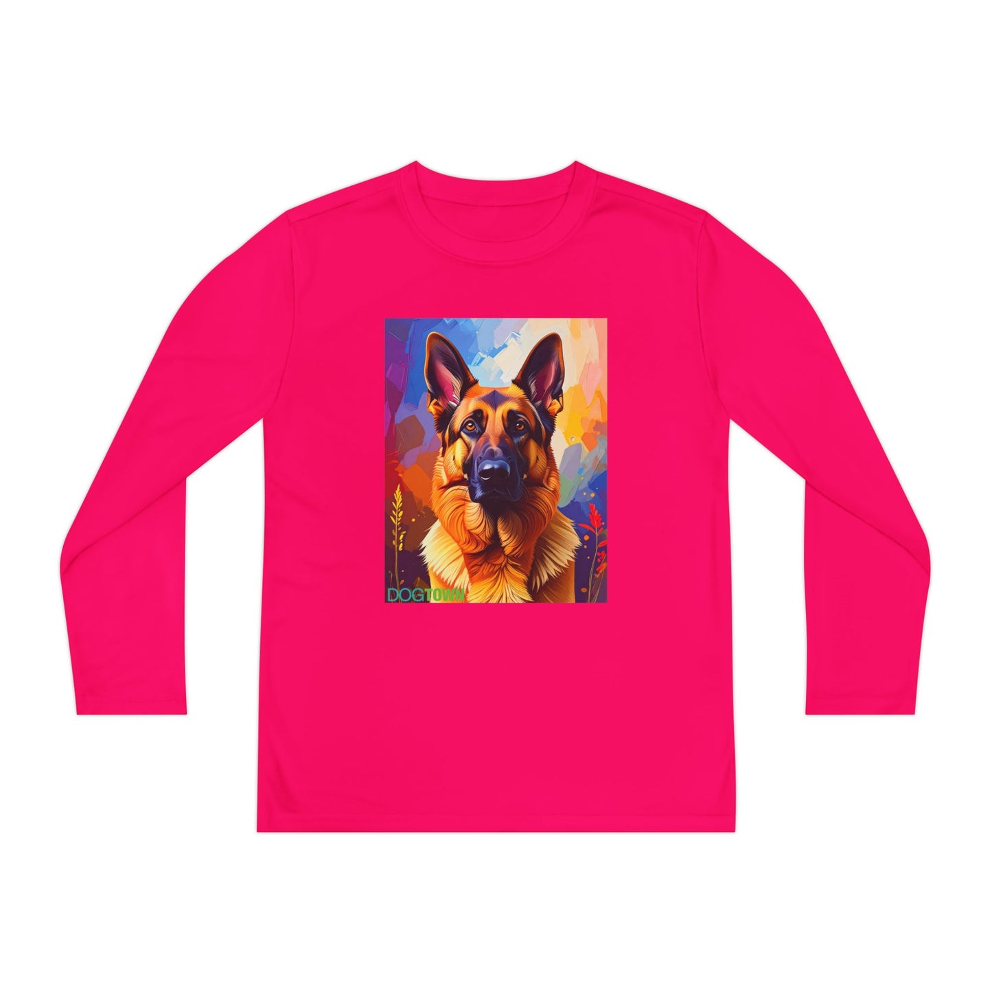 Pup Art Canvas - Kid's Sport Long Sleeve Tee (German Shepherd)
