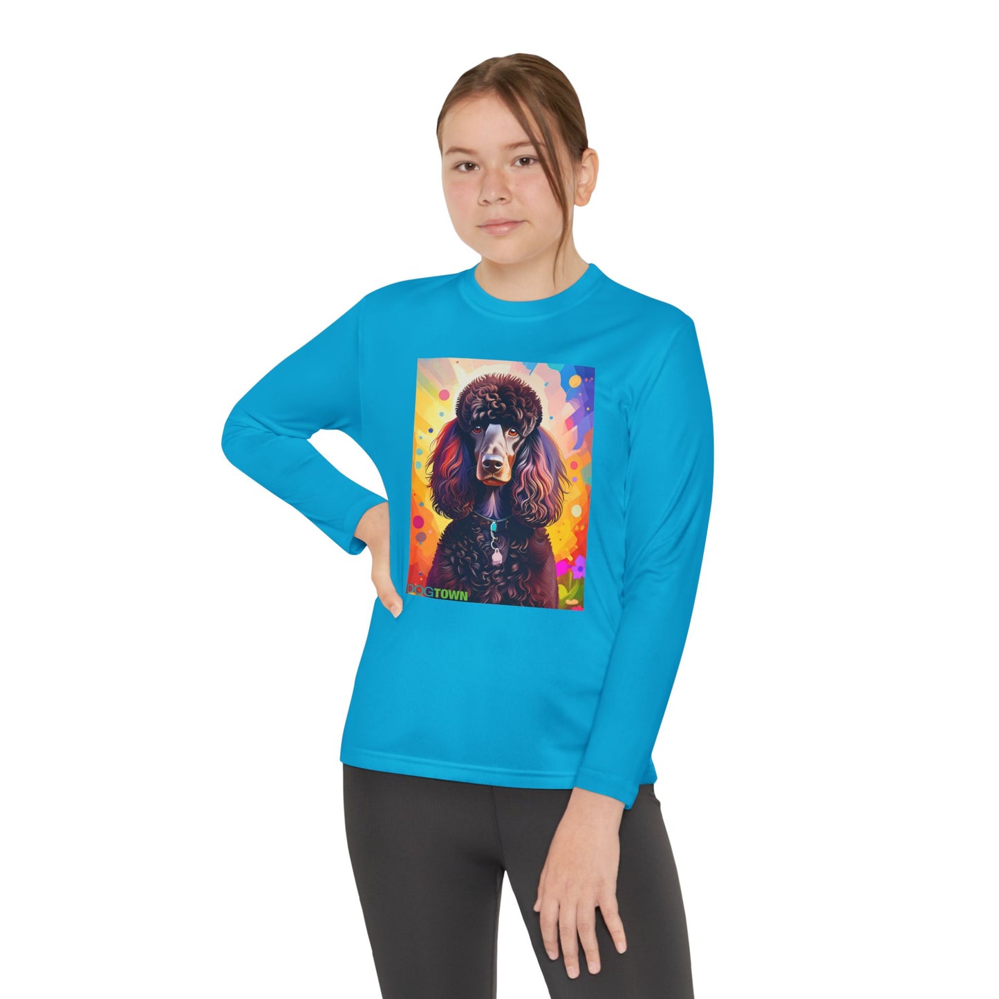 Pup Art Canvas - Kid's Sport Long Sleeve Tee (Standard Poodle)