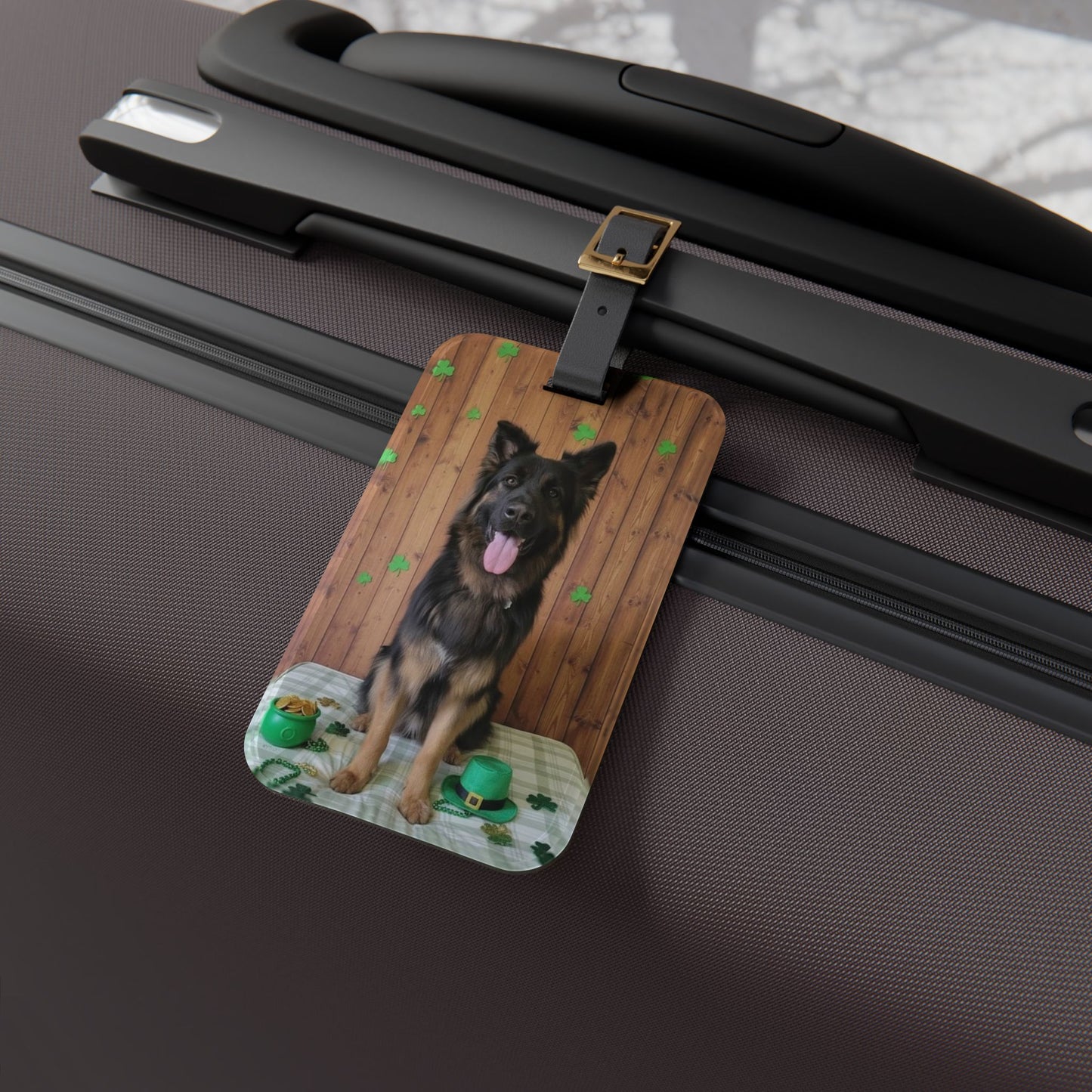 Kaz - St. Patrick's Day Dog Luggage Tag