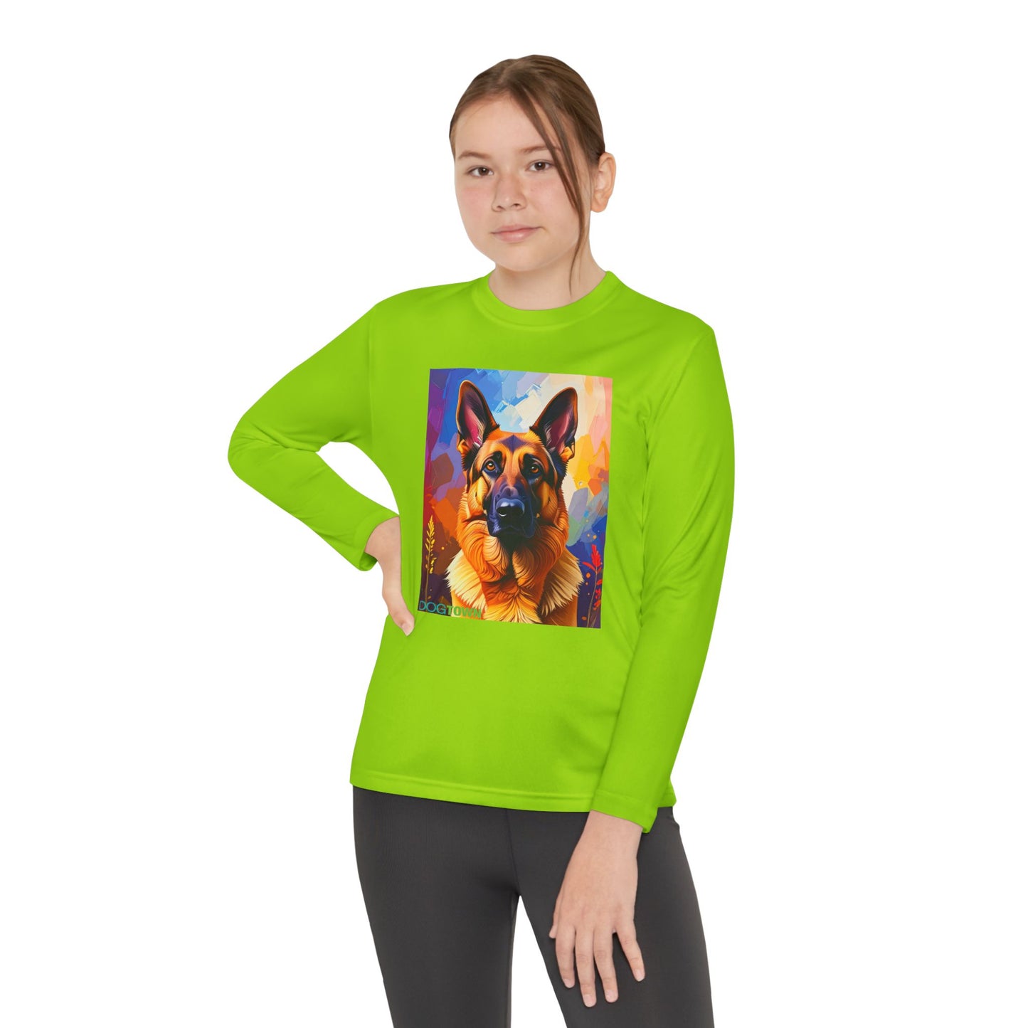 Pup Art Canvas - Kid's Sport Long Sleeve Tee (German Shepherd)