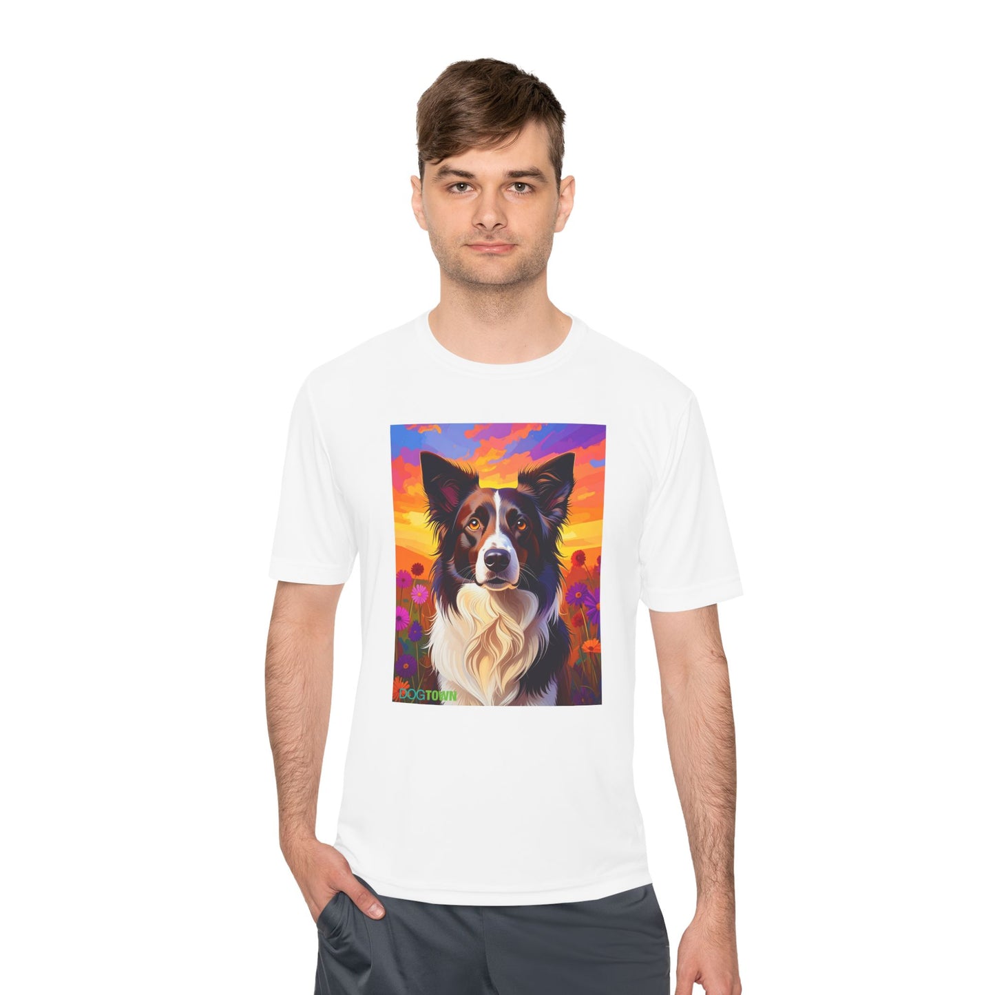 Pup Art Canvas Unisex Moisture Wicking Tee (Border Collie)