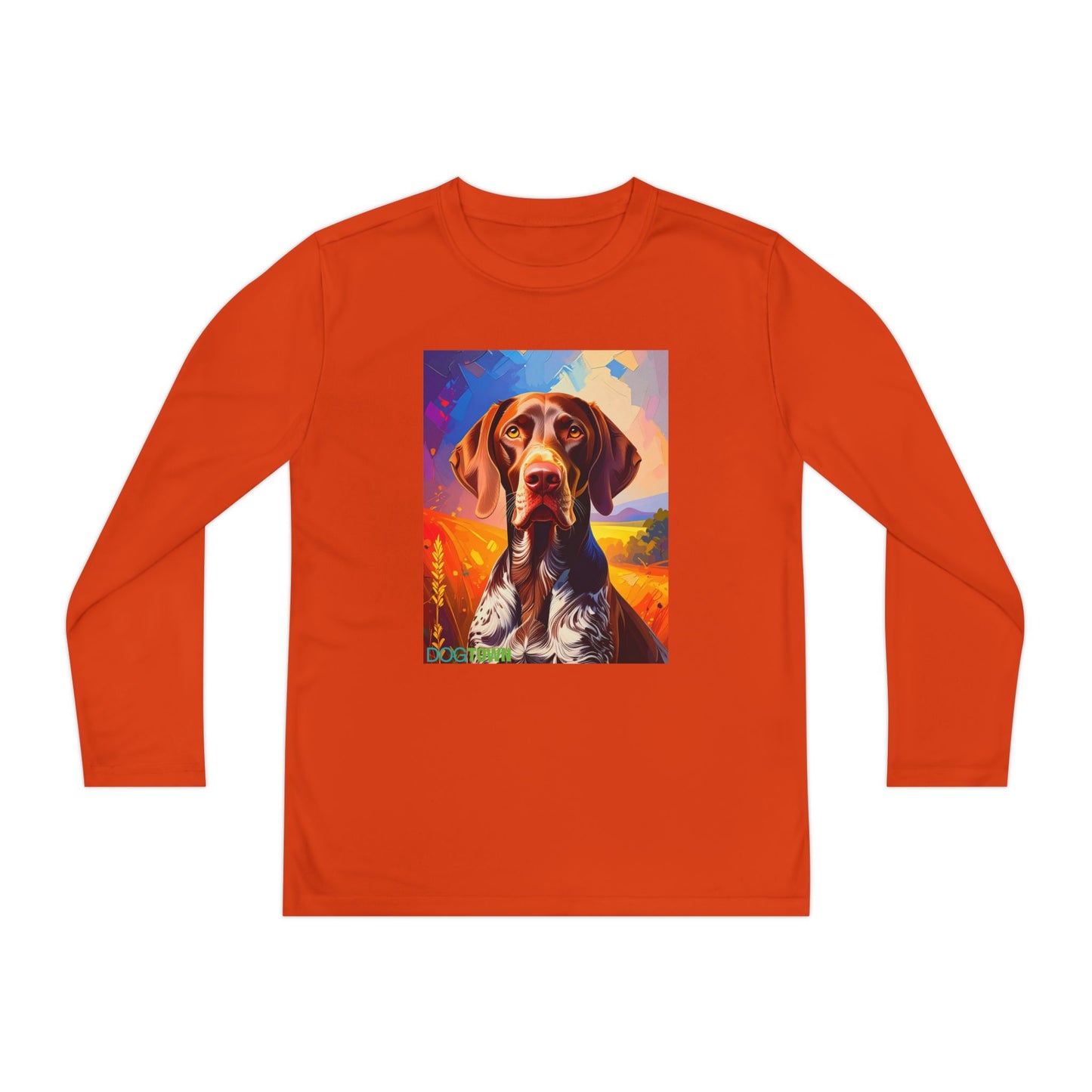 Pup Art Canvas - Kid's Sport Long Sleeve Tee (German Shorthaired Pointer)