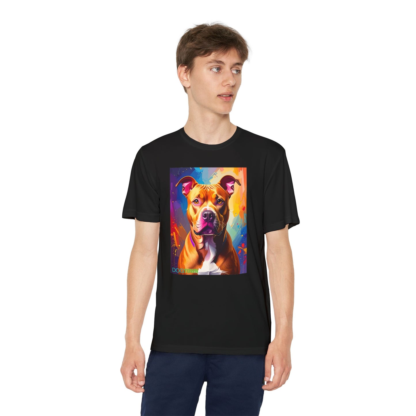 Pup Art Canvas - Kid's Sport Short Sleeve Tee (Pit Bull)