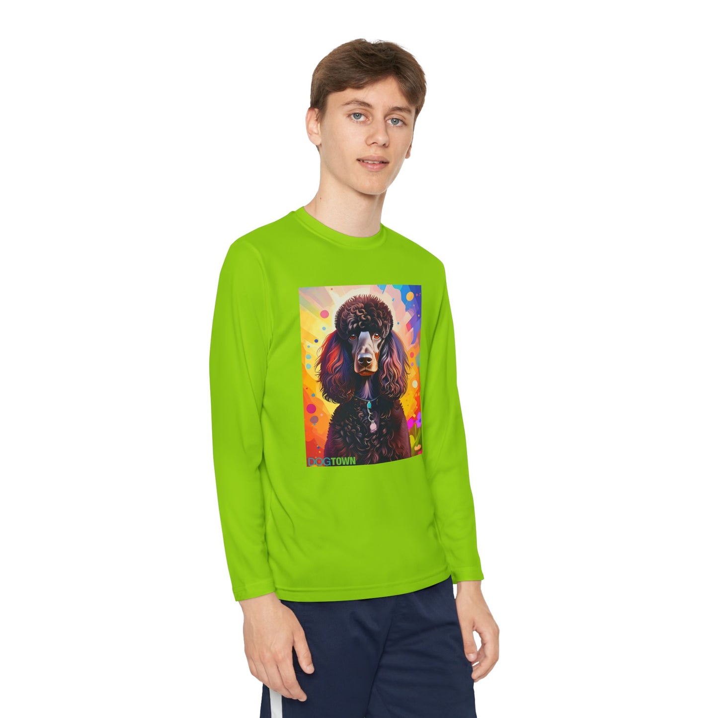 Pup Art Canvas - Kid's Sport Long Sleeve Tee (Standard Poodle)
