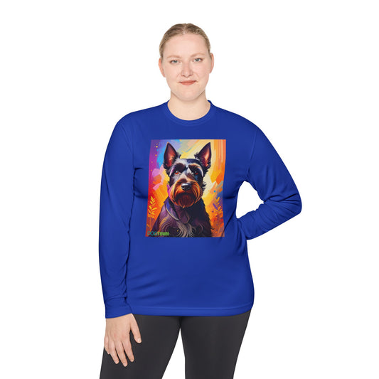 Pup Art Canvas Sport Long Sleeve Tee (Scottish Terrier)