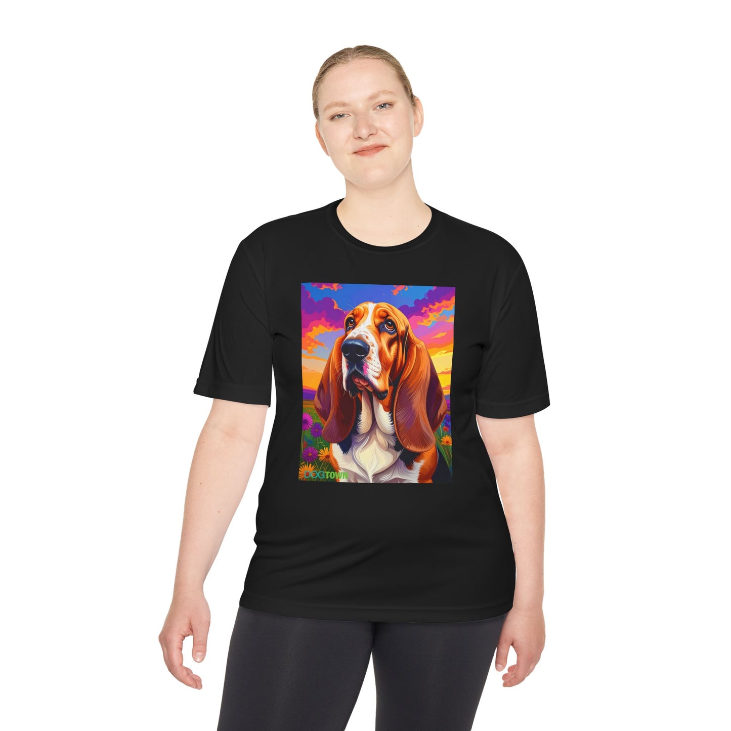 Pup Art Canvas Unisex Moisture Wicking Tee (Basset Hound)