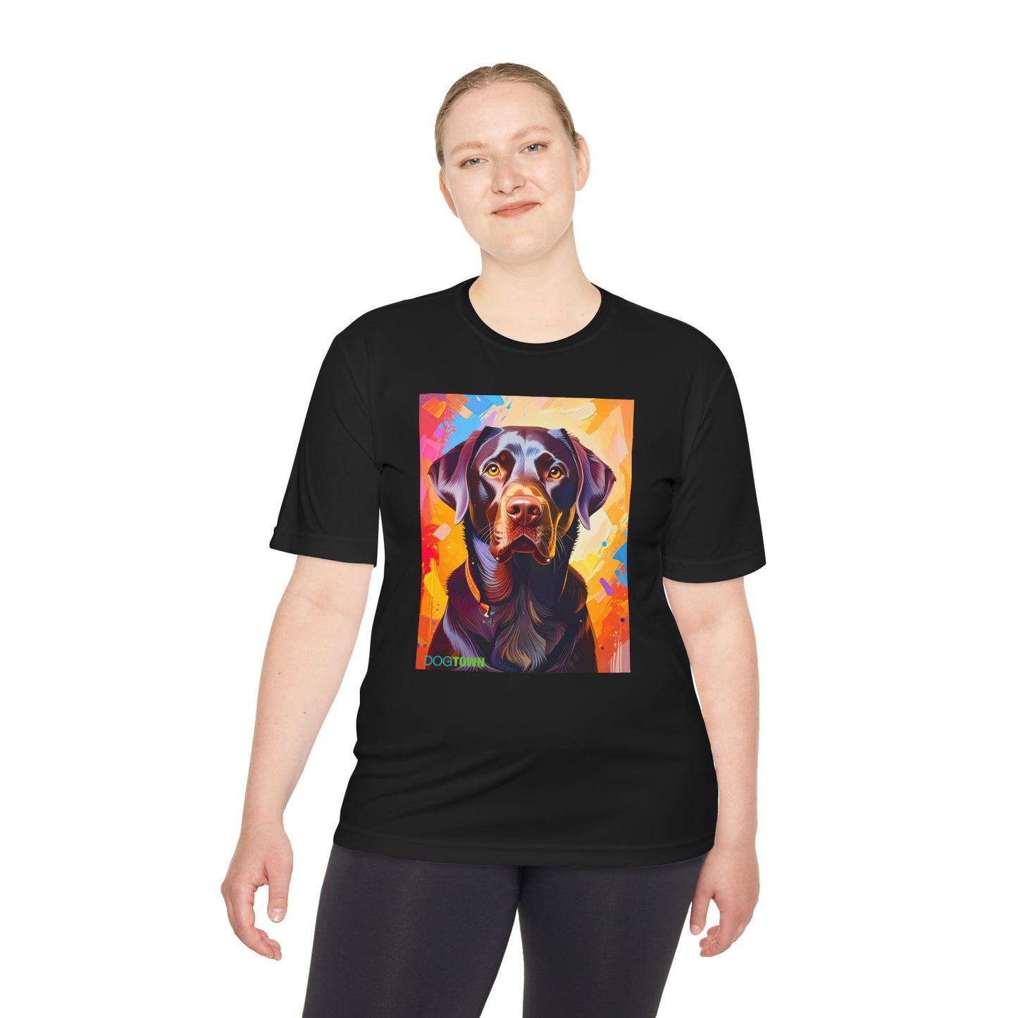 Pup Art Canvas Unisex Moisture Wicking Tee (Chocolate Lab)