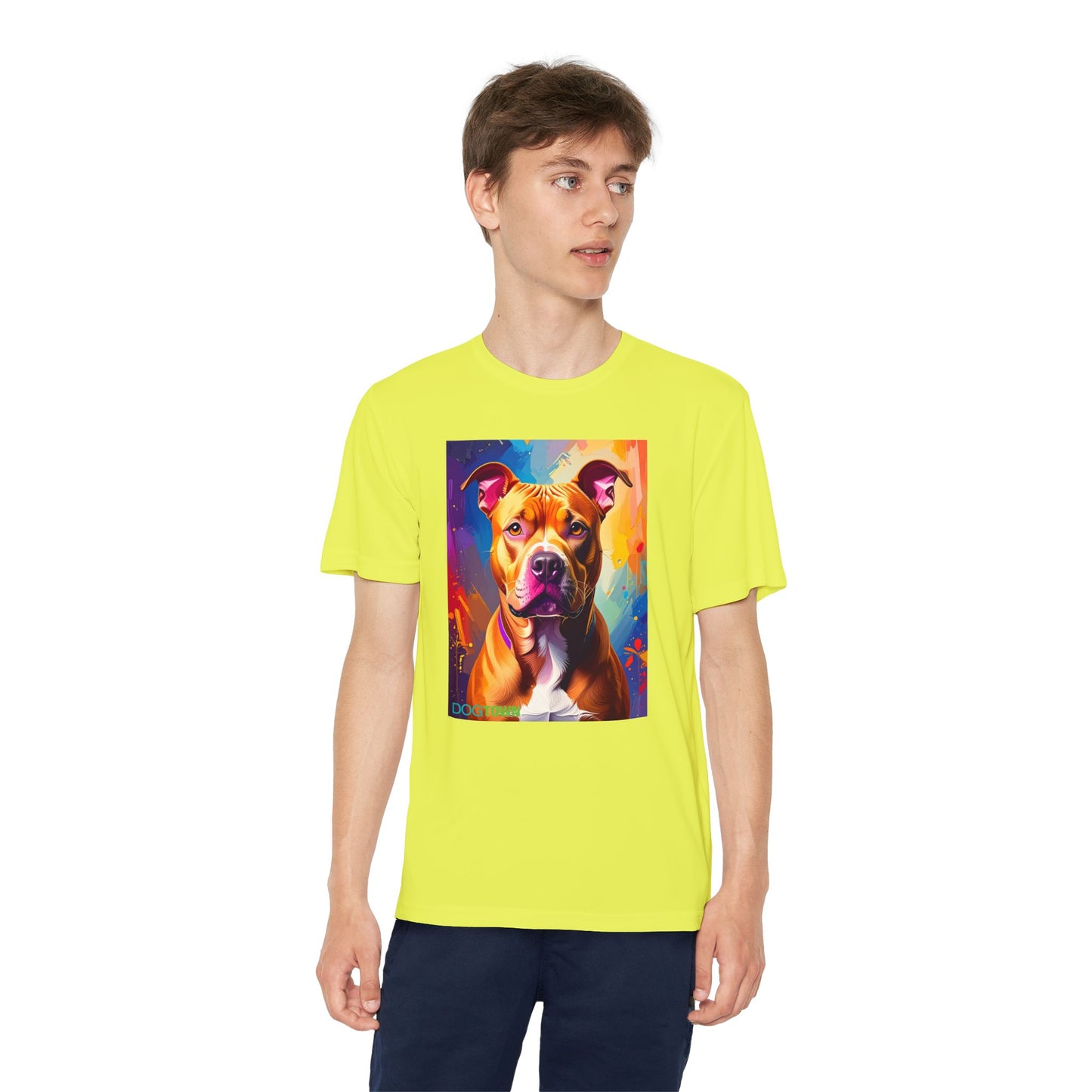 Pup Art Canvas - Kid's Sport Short Sleeve Tee (Pit Bull)