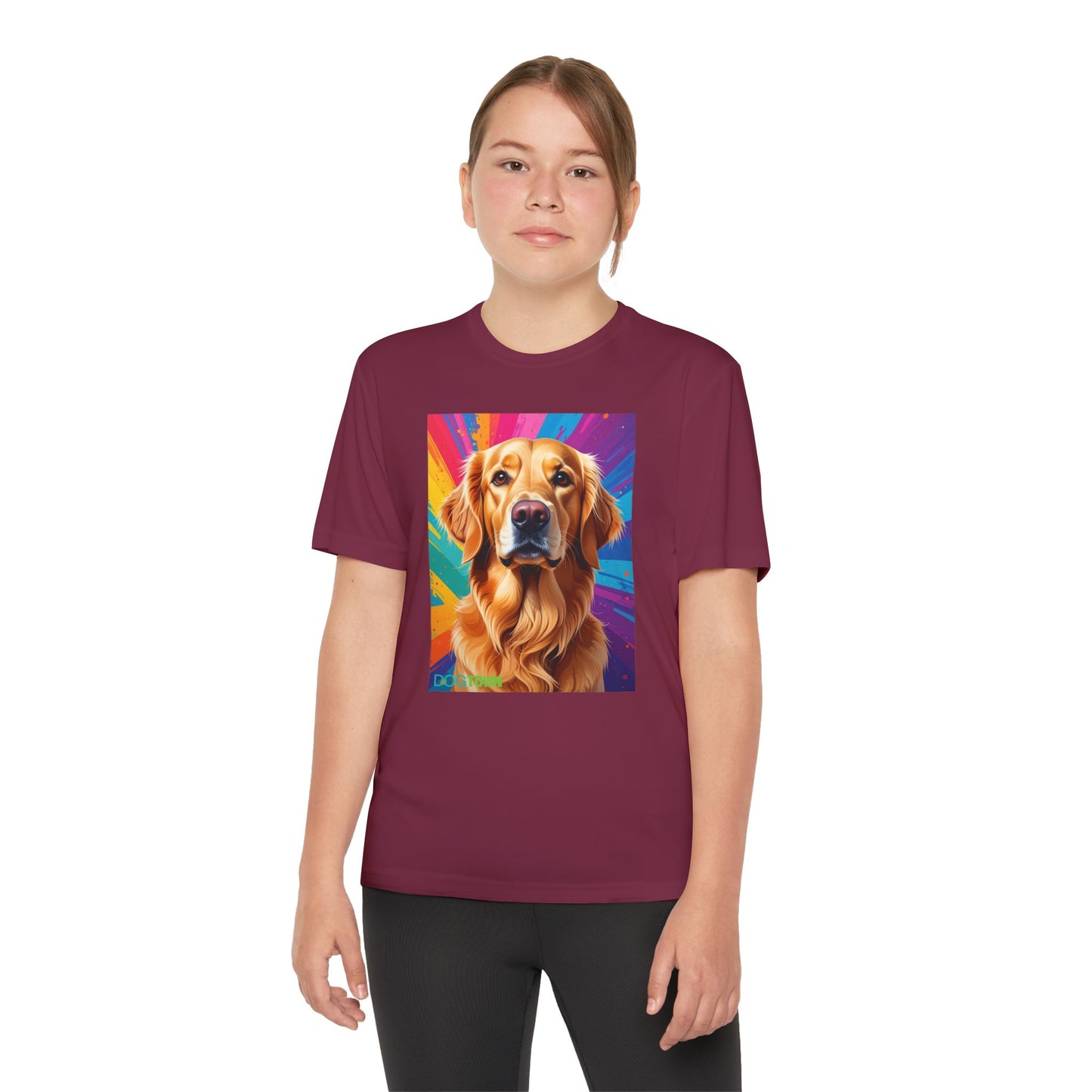 Pup Art Canvas - Kid's Sport Short Sleeve Tee (Golden Retriever)