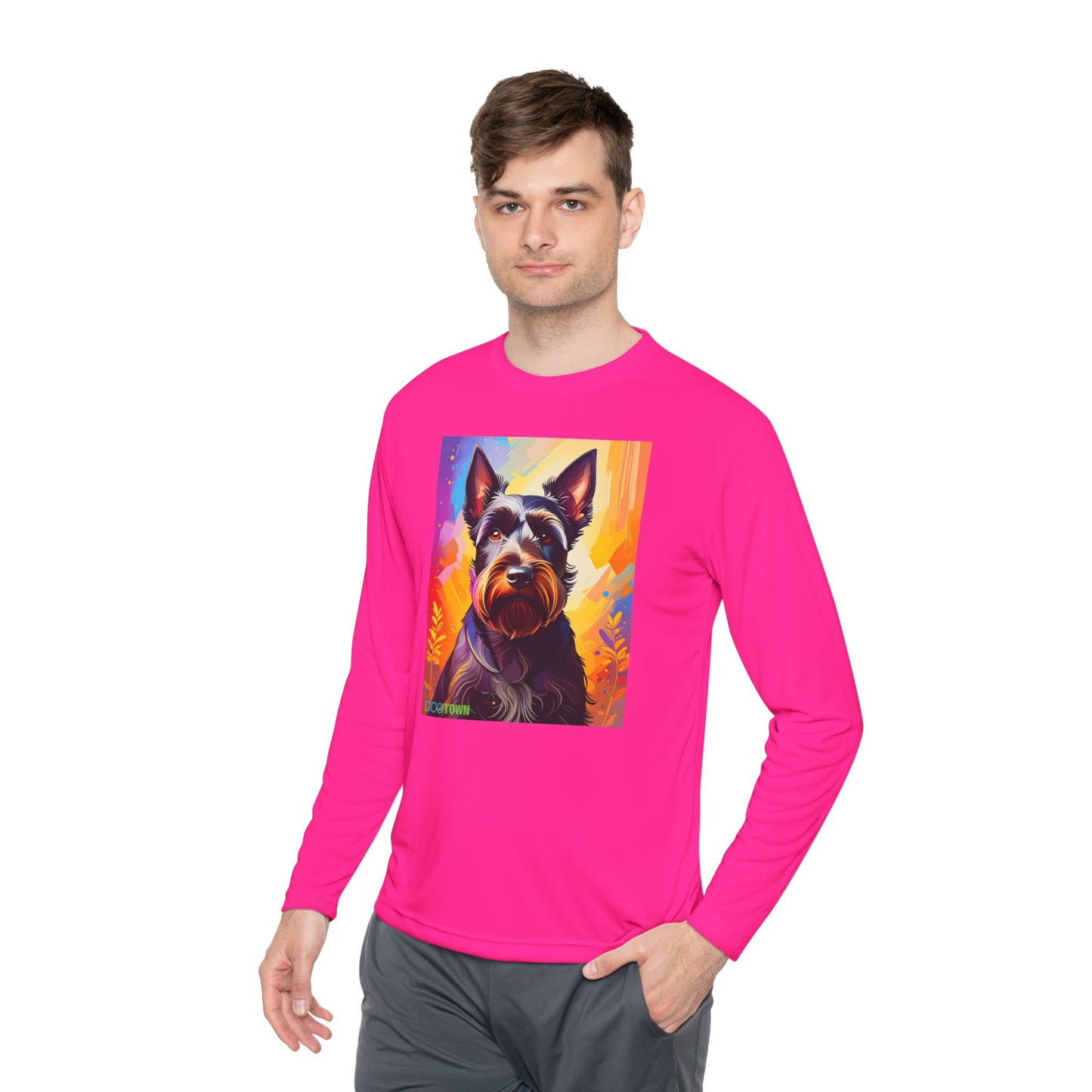 Pup Art Canvas Sport Long Sleeve Tee (Scottish Terrier)