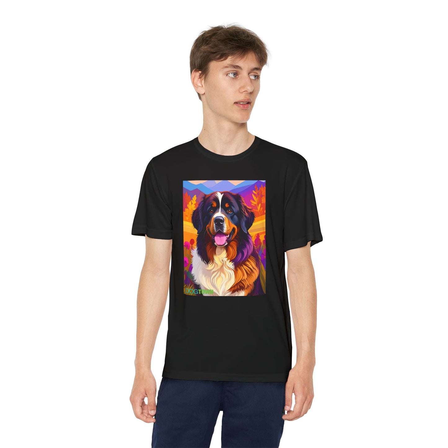 Pup Art Canvas - Kid's Sport Short Sleeve Tee (Bernese Mountain Dog)