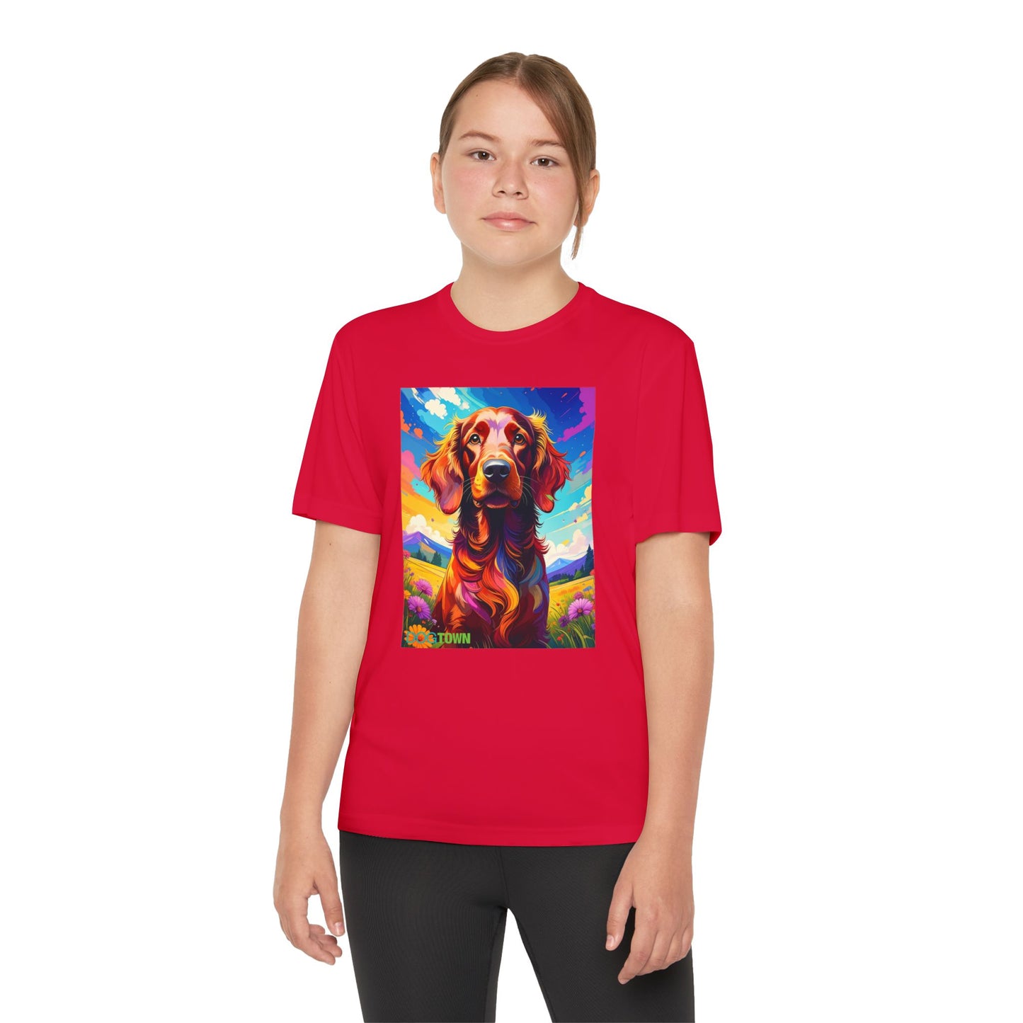 Pup Art Canvas - Kid's Sport Short Sleeve Tee (Irish Setter)