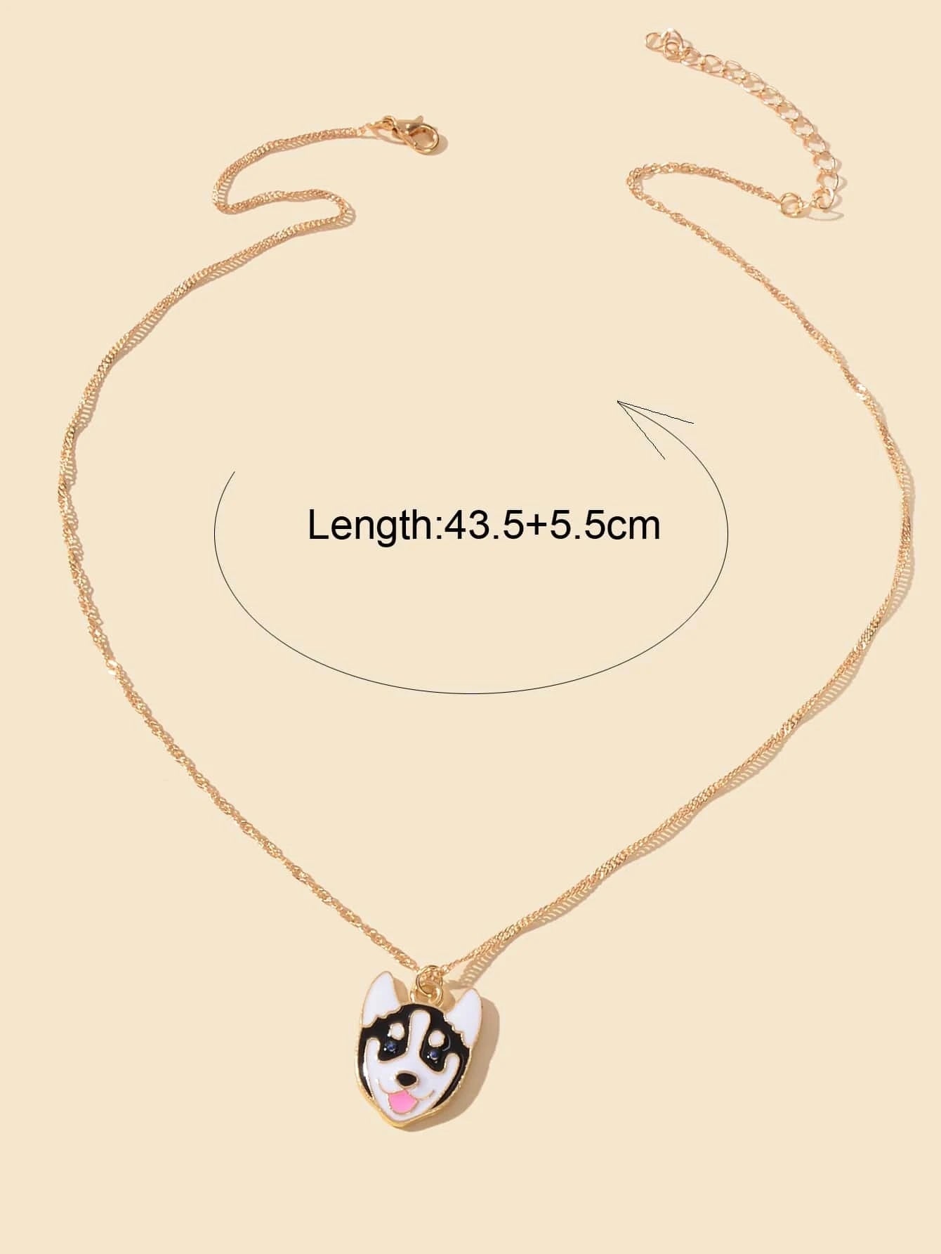 Cartoon Designer Jewelry Gold Link Chain White Black Enamel Dog
