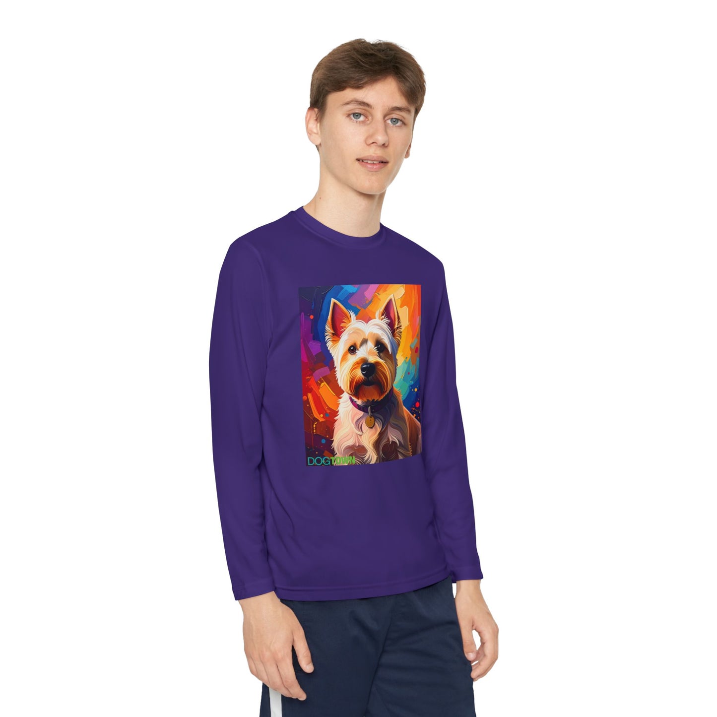 Pup Art Canvas - Kid's Sport Long Sleeve Tee (West Highland White Terrier)