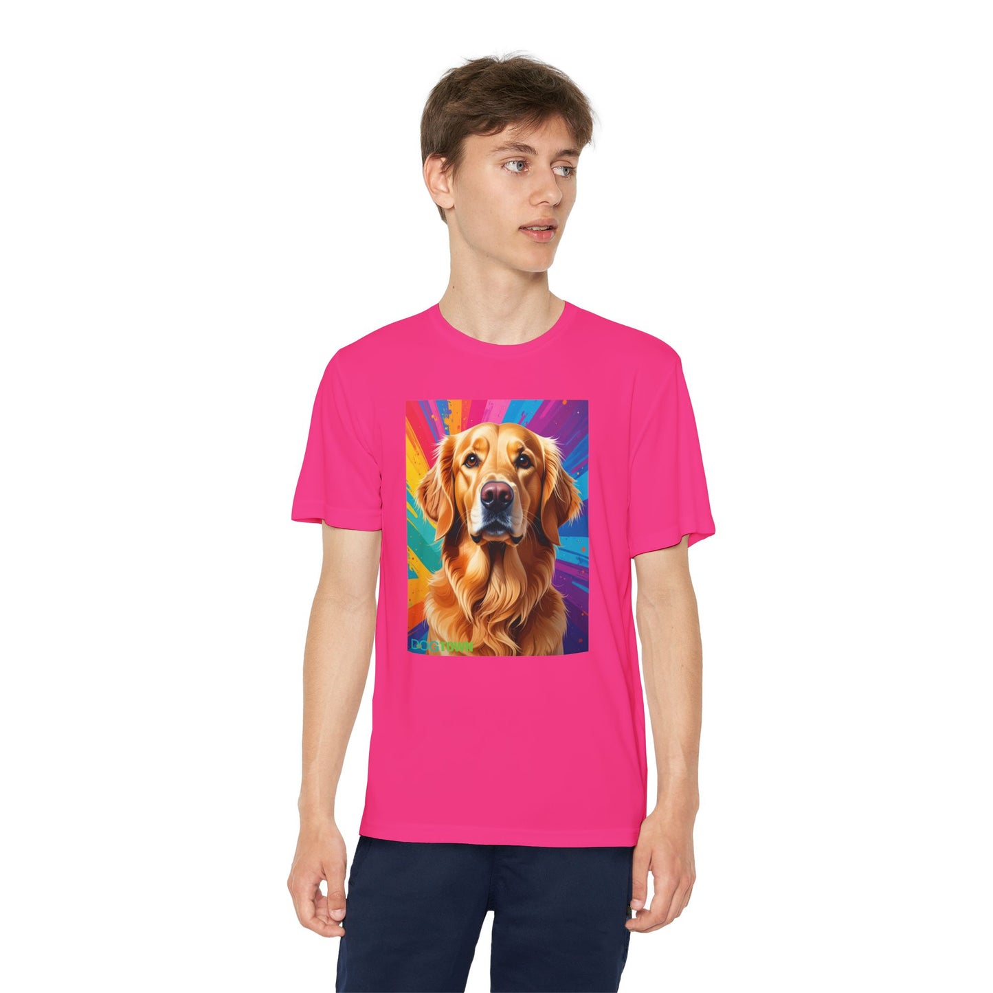 Pup Art Canvas - Kid's Sport Short Sleeve Tee (Golden Retriever)