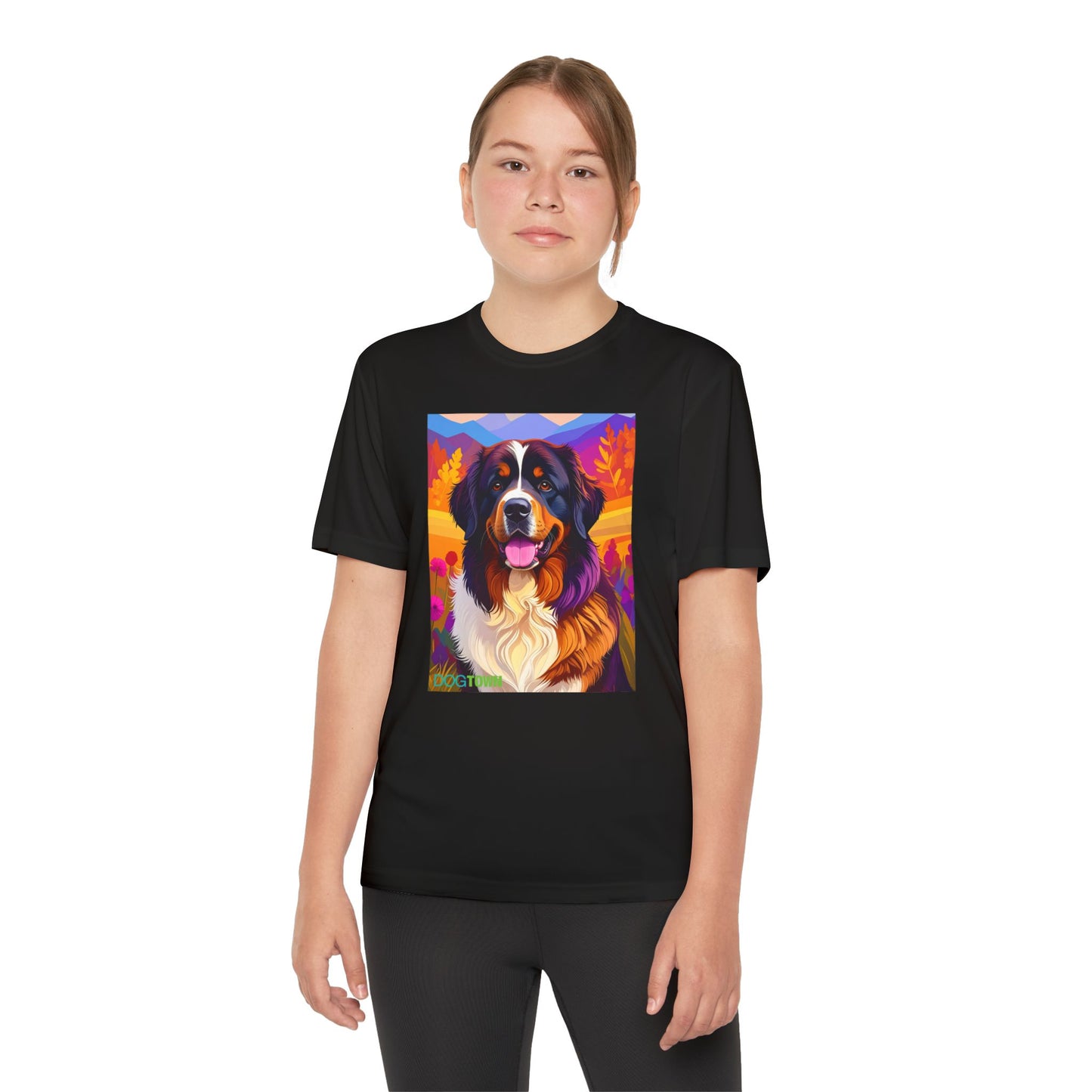 Pup Art Canvas - Kid's Sport Short Sleeve Tee (Bernese Mountain Dog)