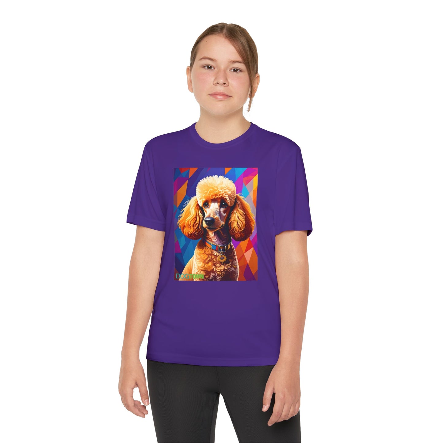Pup Art Canvas - Kid's Sport Short Sleeve Tee (Toy Poodle)