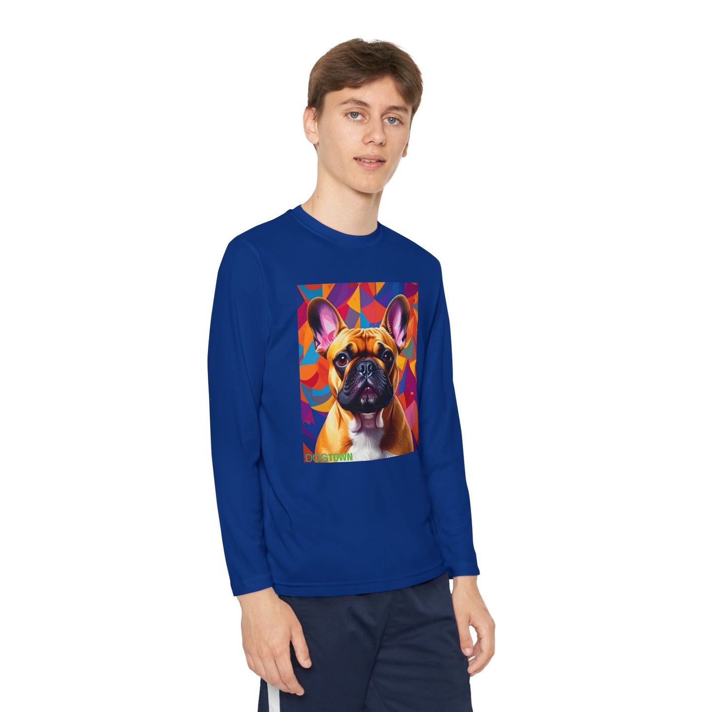Pup Art Canvas - Kid's Sport Long Sleeve Tee (French Bulldog)