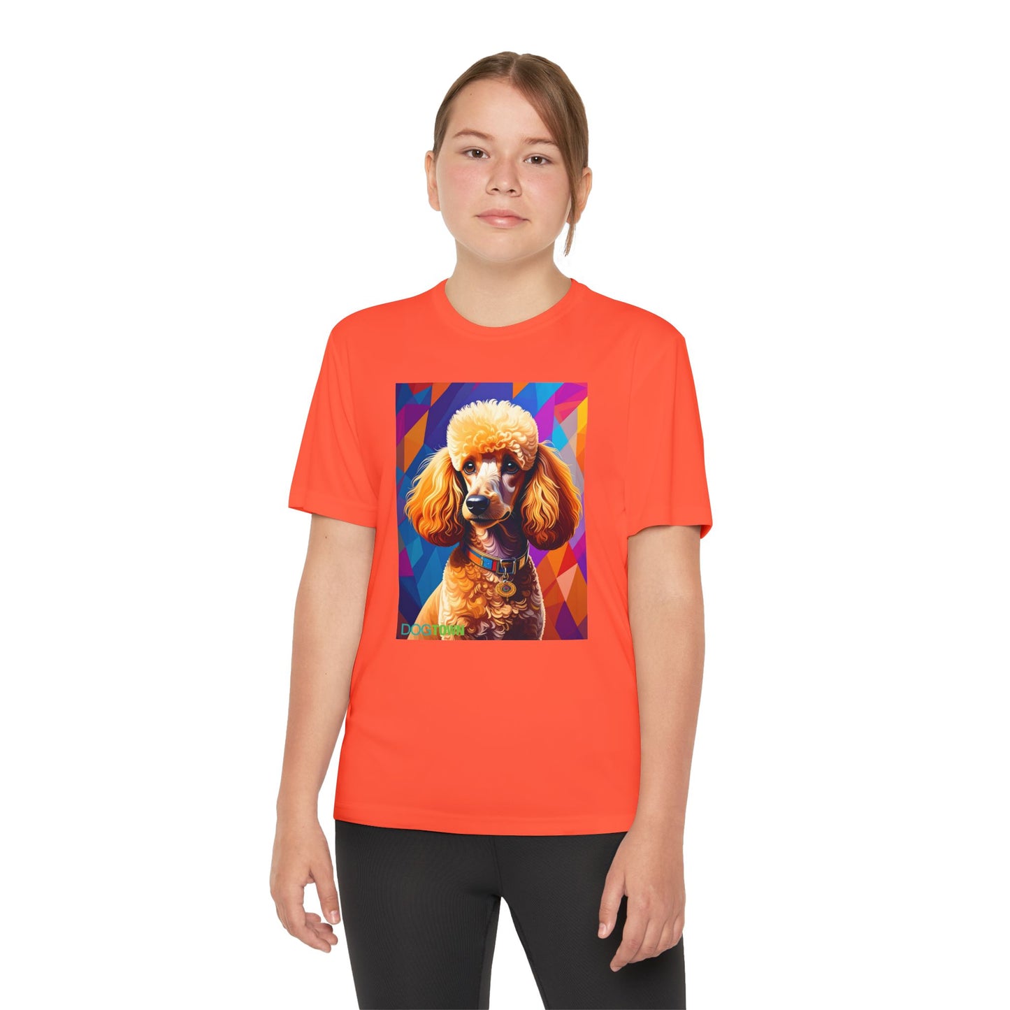 Pup Art Canvas - Kid's Sport Short Sleeve Tee (Toy Poodle)