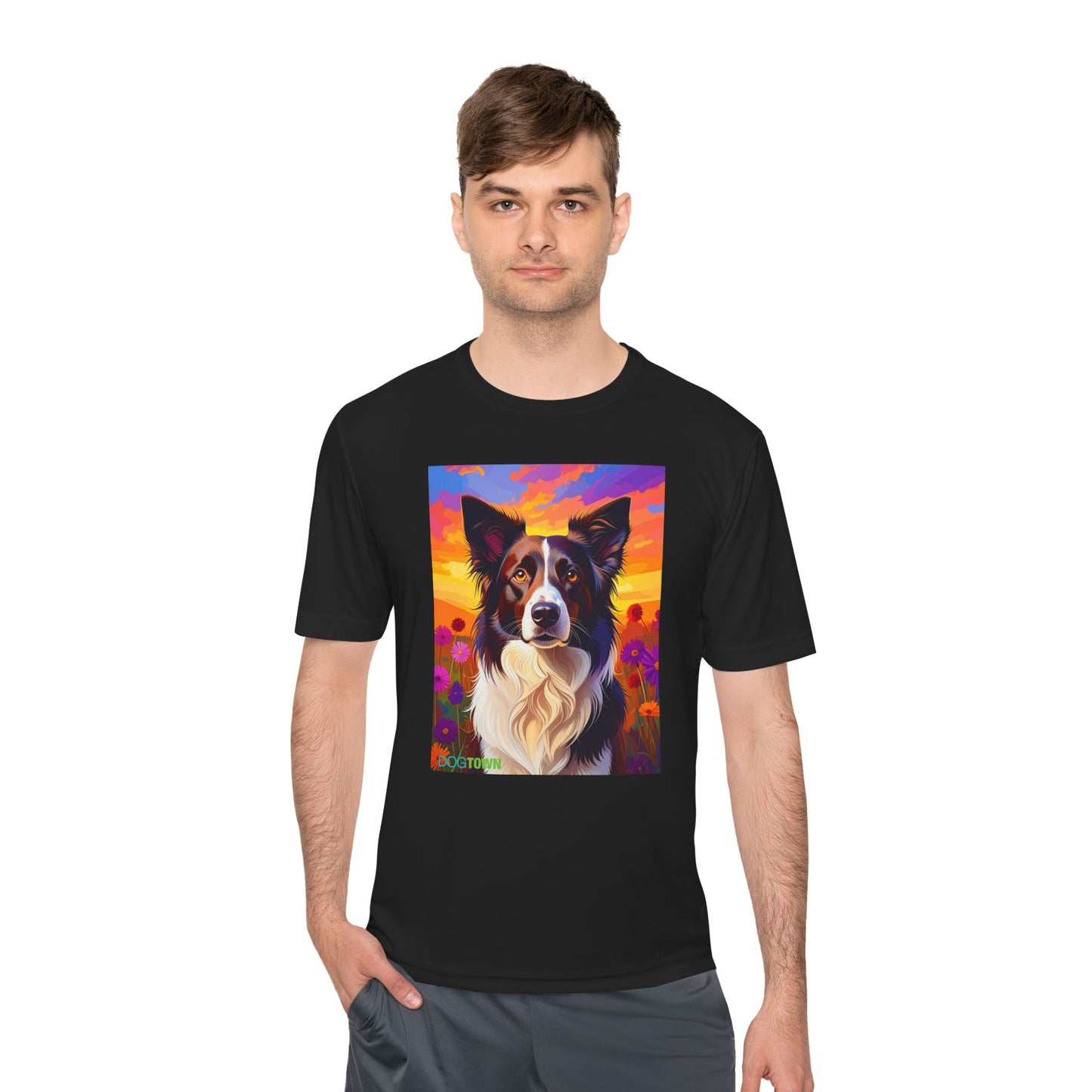 Pup Art Canvas Unisex Moisture Wicking Tee (Border Collie)