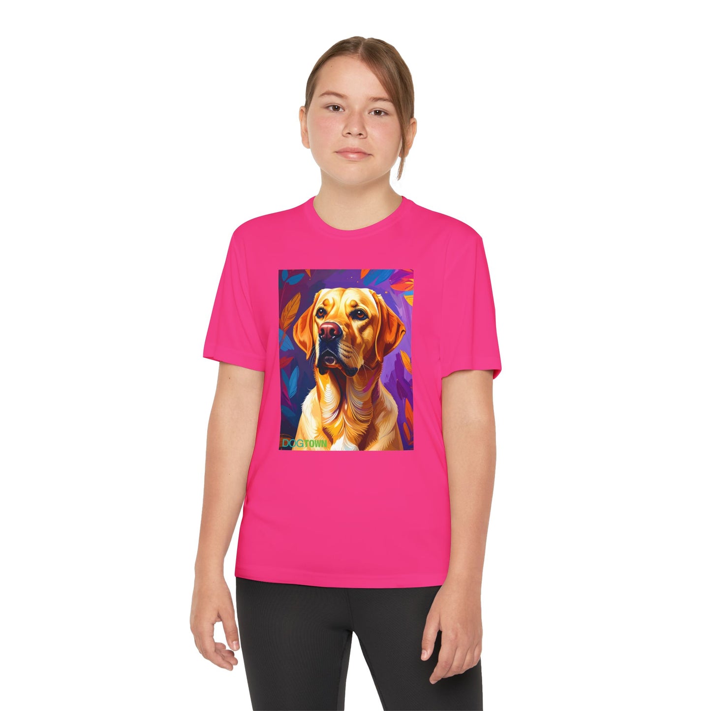 Pup Art Canvas - Kid's Sport Short Sleeve Tee (Yellow Lab)