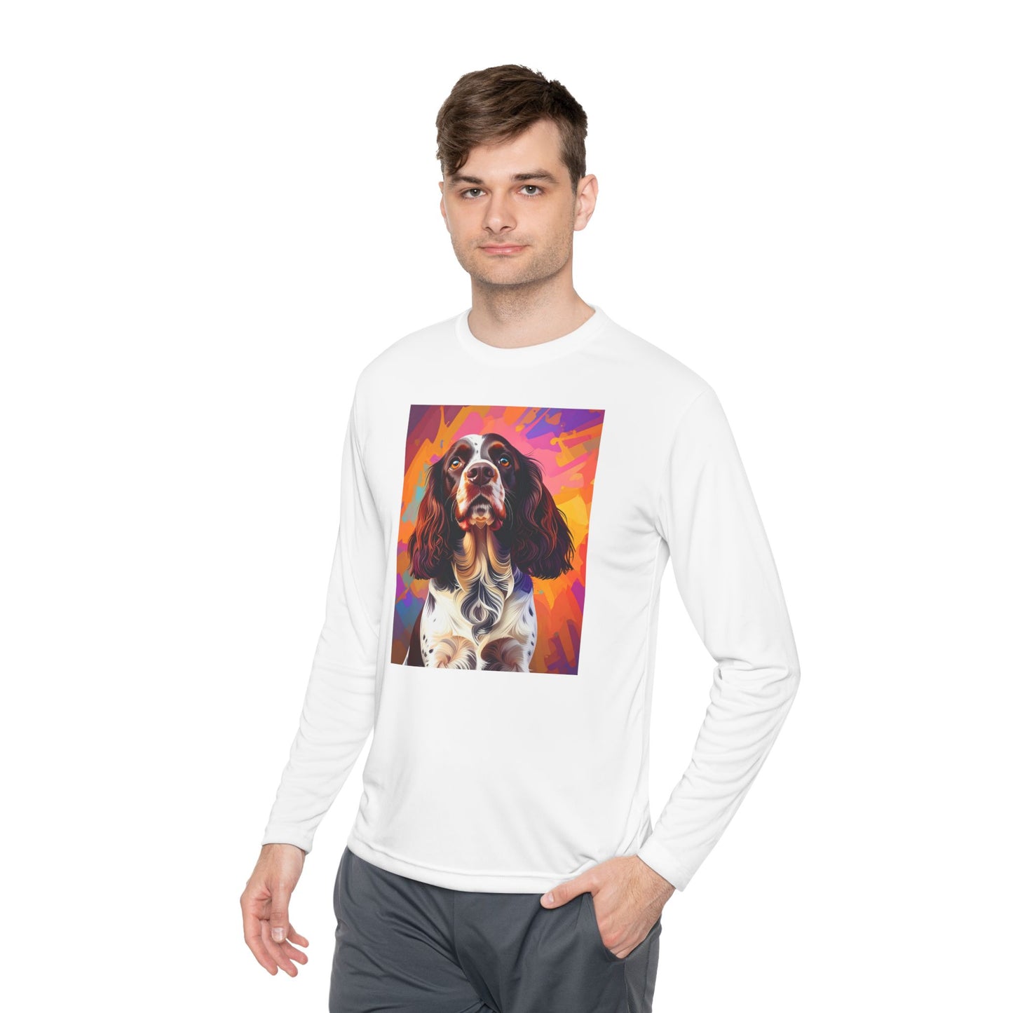 Pup Art Canvas Sport Long Sleeve Tee (English Springer Spaniel - 2)