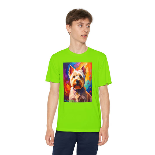 Pup Art Canvas - Kid's Sport Short Sleeve Tee (West Highland White Terrier)